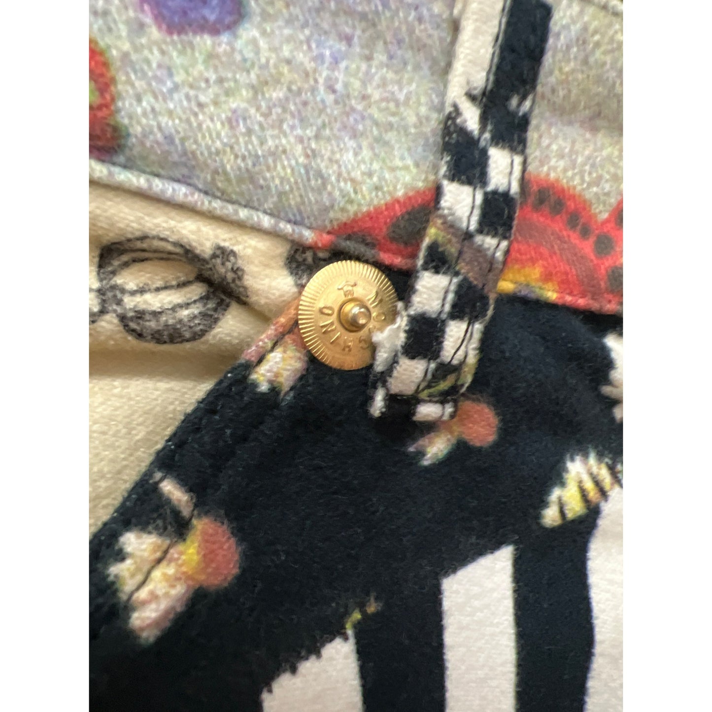 Vintage Moschino Floral Patchwork Pant Trousers Logo Design Pants