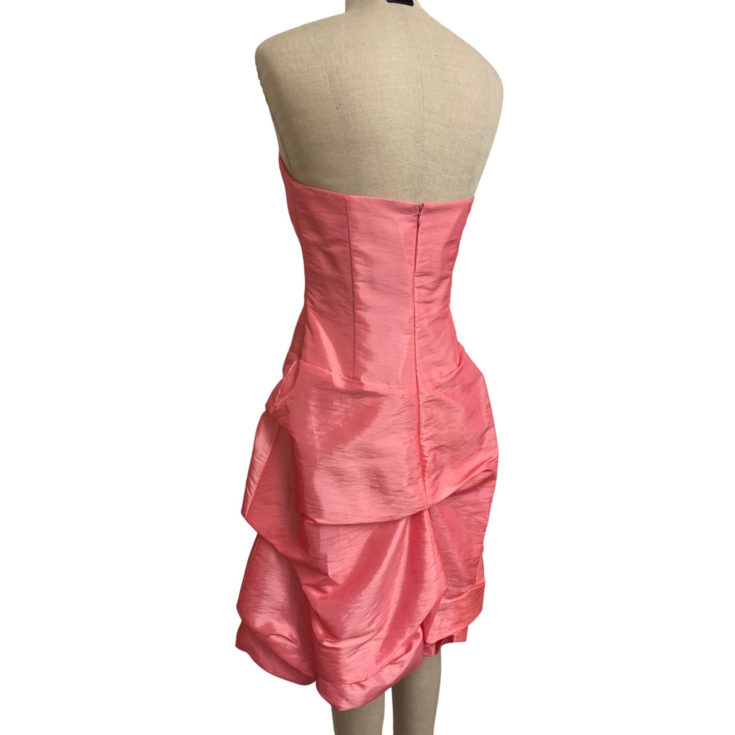 Vintage Da Vinci Women's Strapless Ruffled Satin Dress Bubble Gum Pink