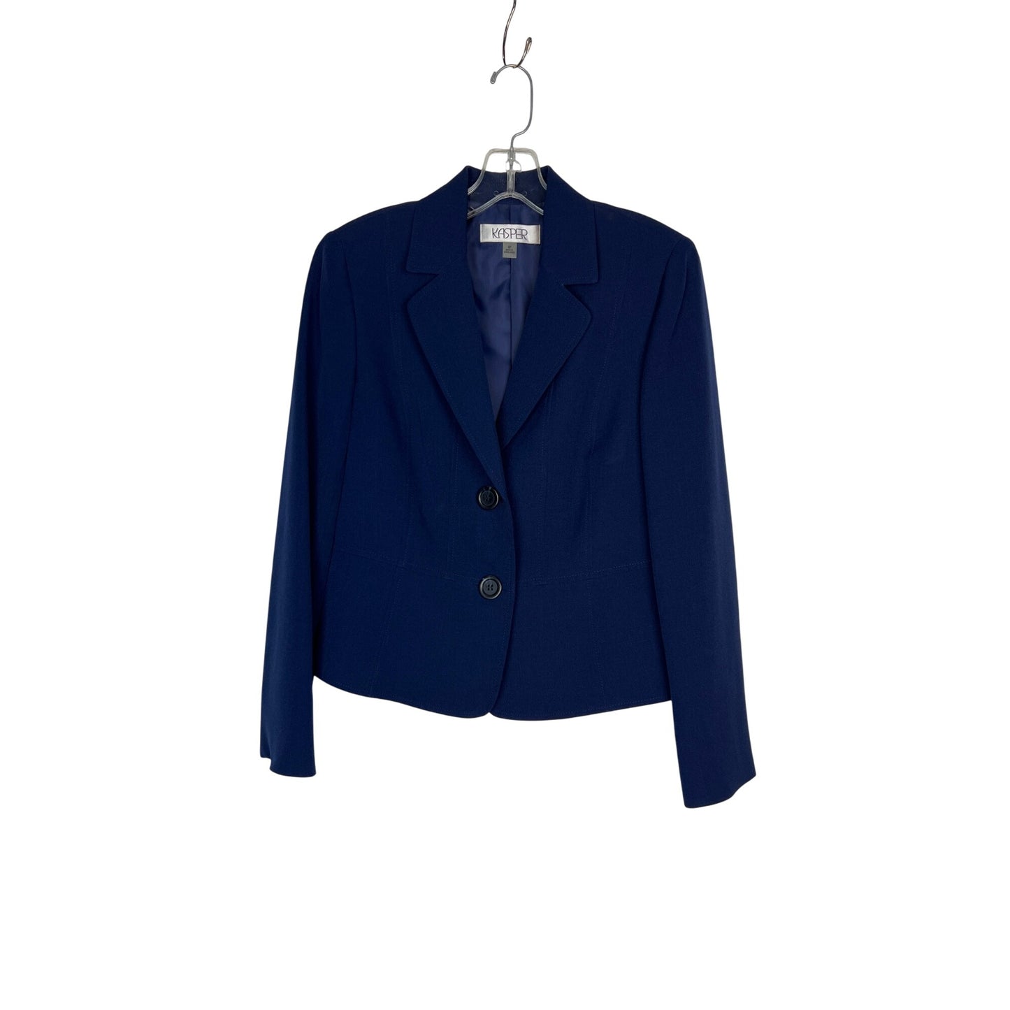 Kasper Womens Petite Two-Button Indigo Blazer Trousers Pants Suit Set Size 6P
