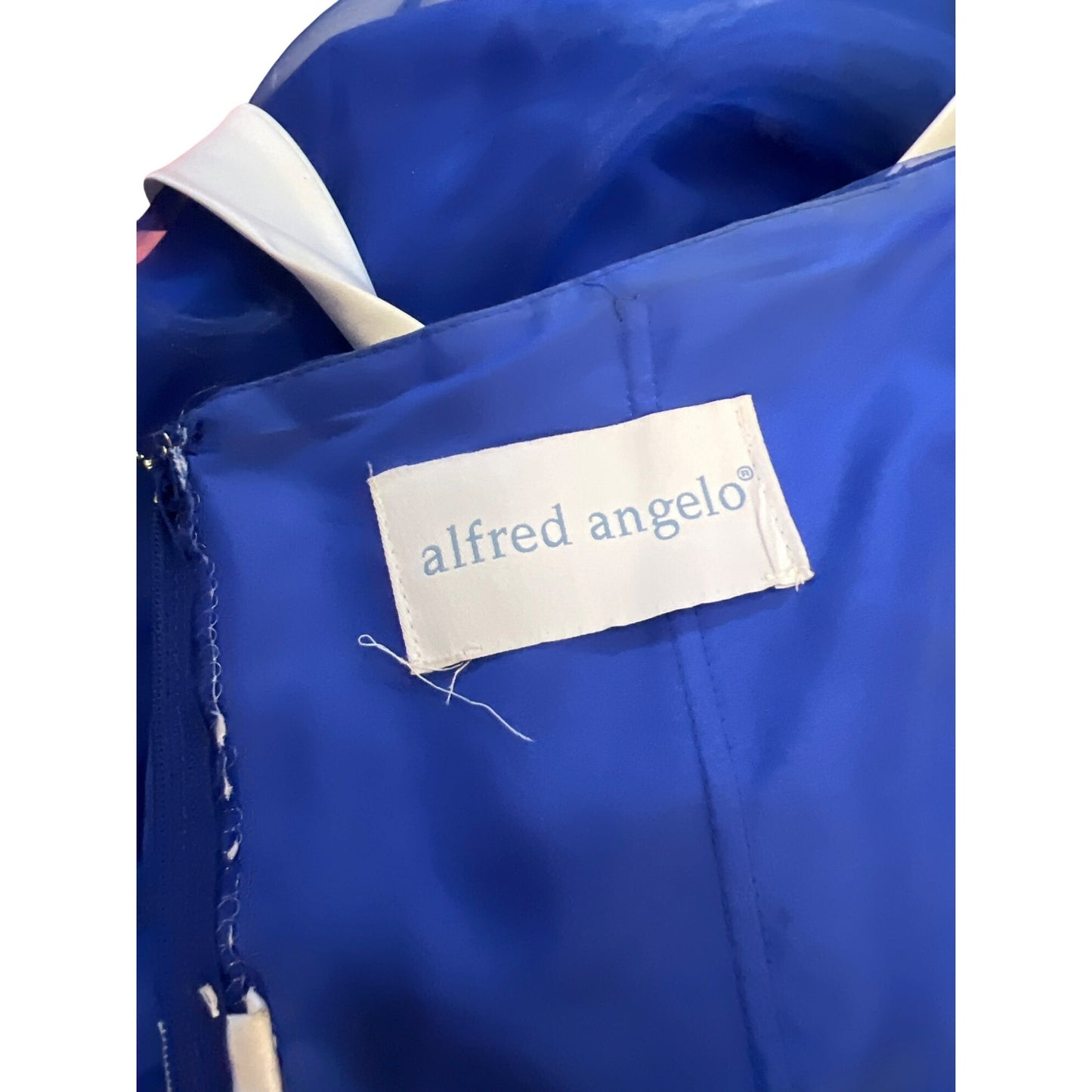 Alfred Angelo Strapless Blue Chiffon A-Line Dress Sash Rose Detail Bridesmaid Prom Homecoming Short Dress Cocktail Dance Party Formal Dress