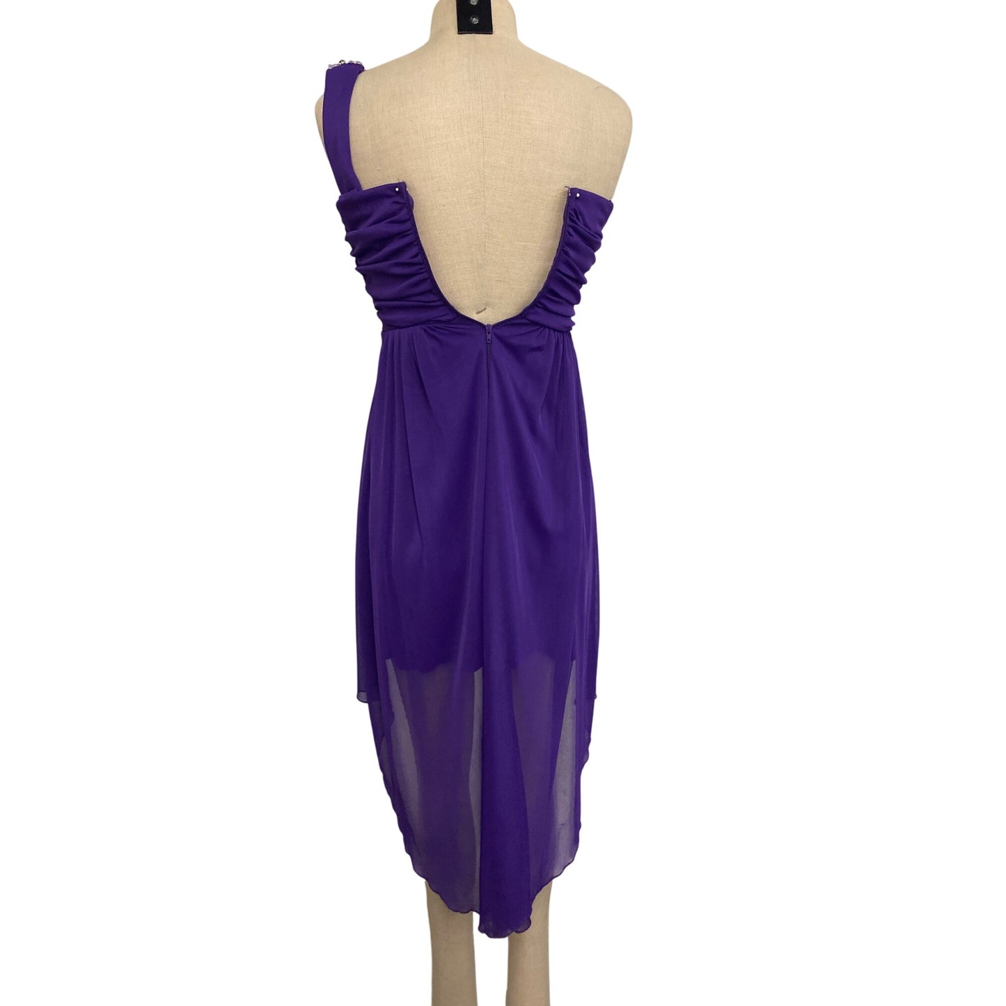 Vintage Deb Womens Purple One-Shoulder Dress With Embellishments Size 5