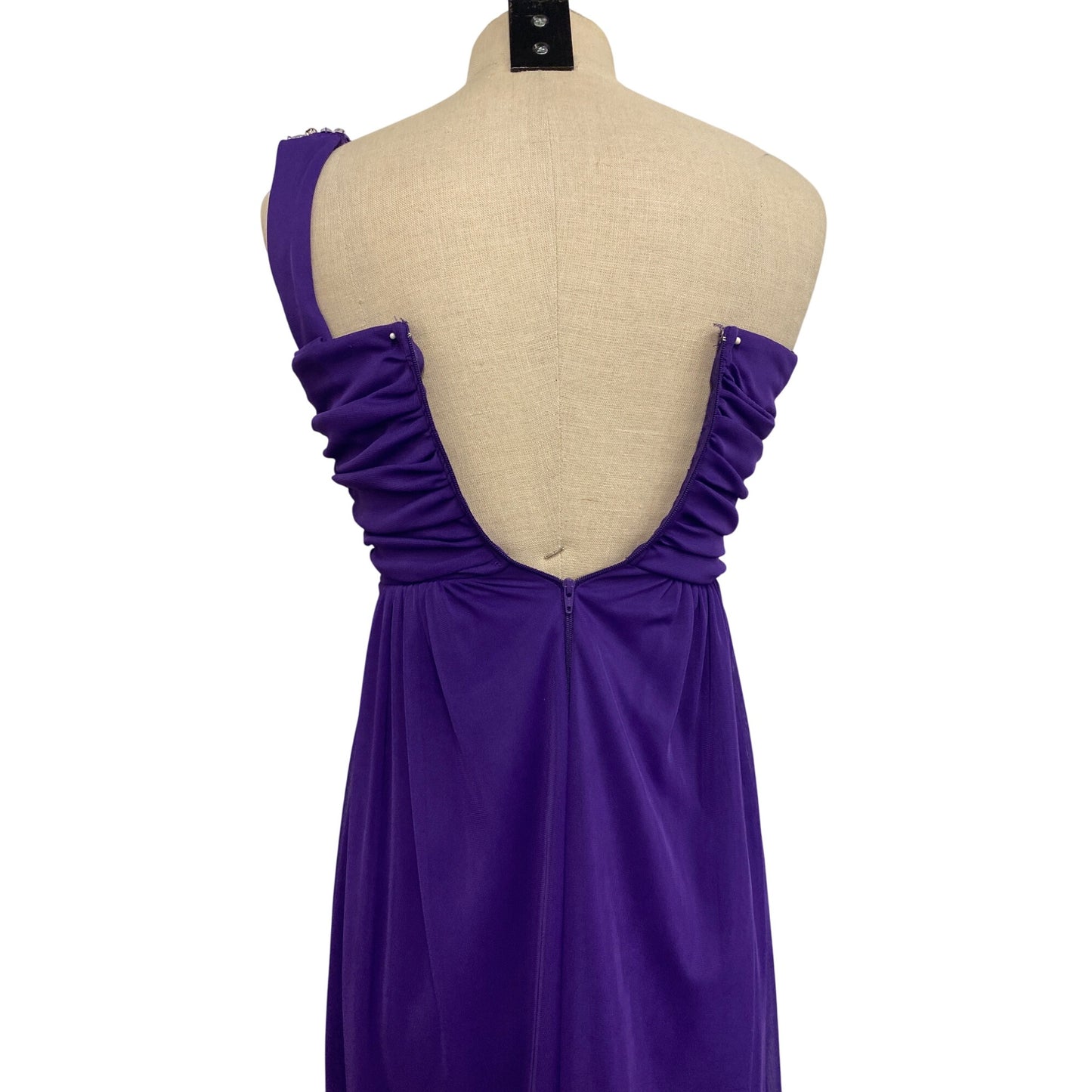 Vintage Deb Womens Purple One-Shoulder Dress With Embellishments Size 5