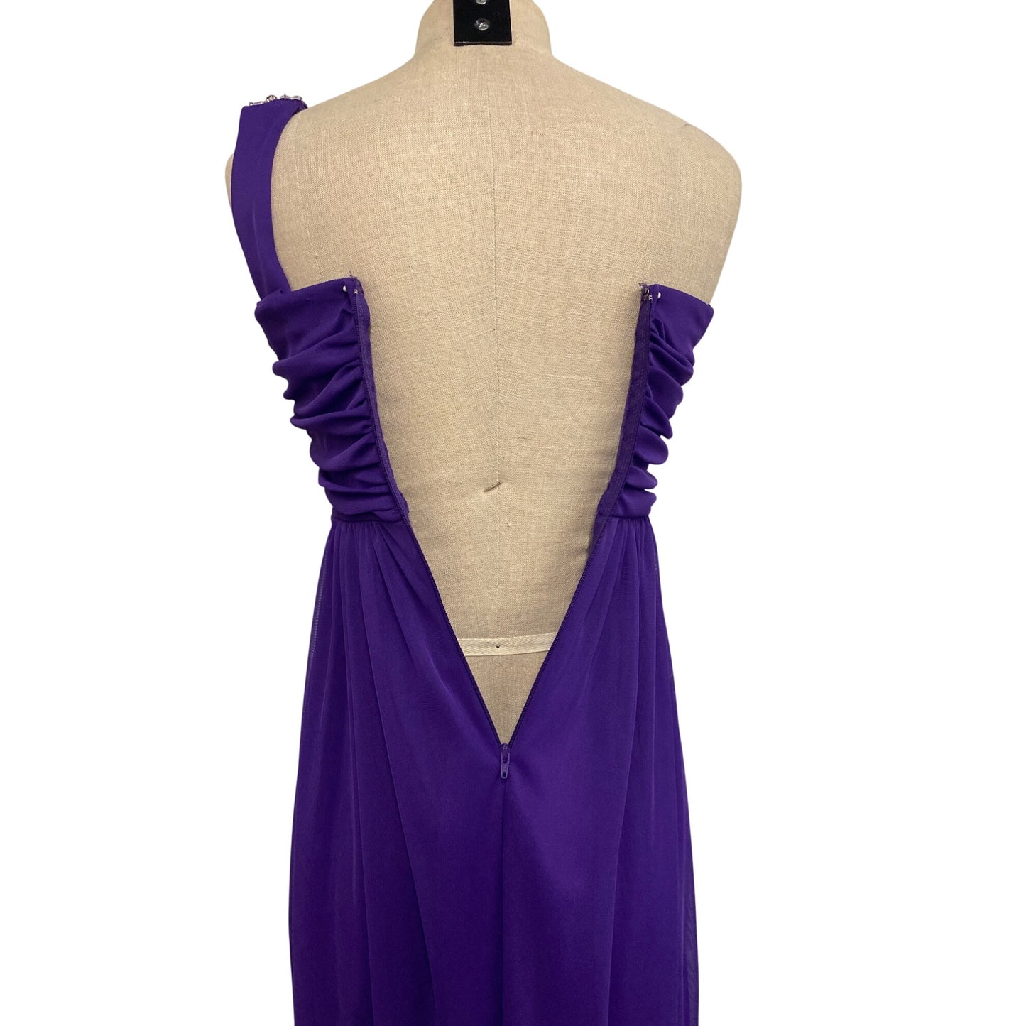 Vintage Deb Womens Purple One-Shoulder Dress With Embellishments Size 5