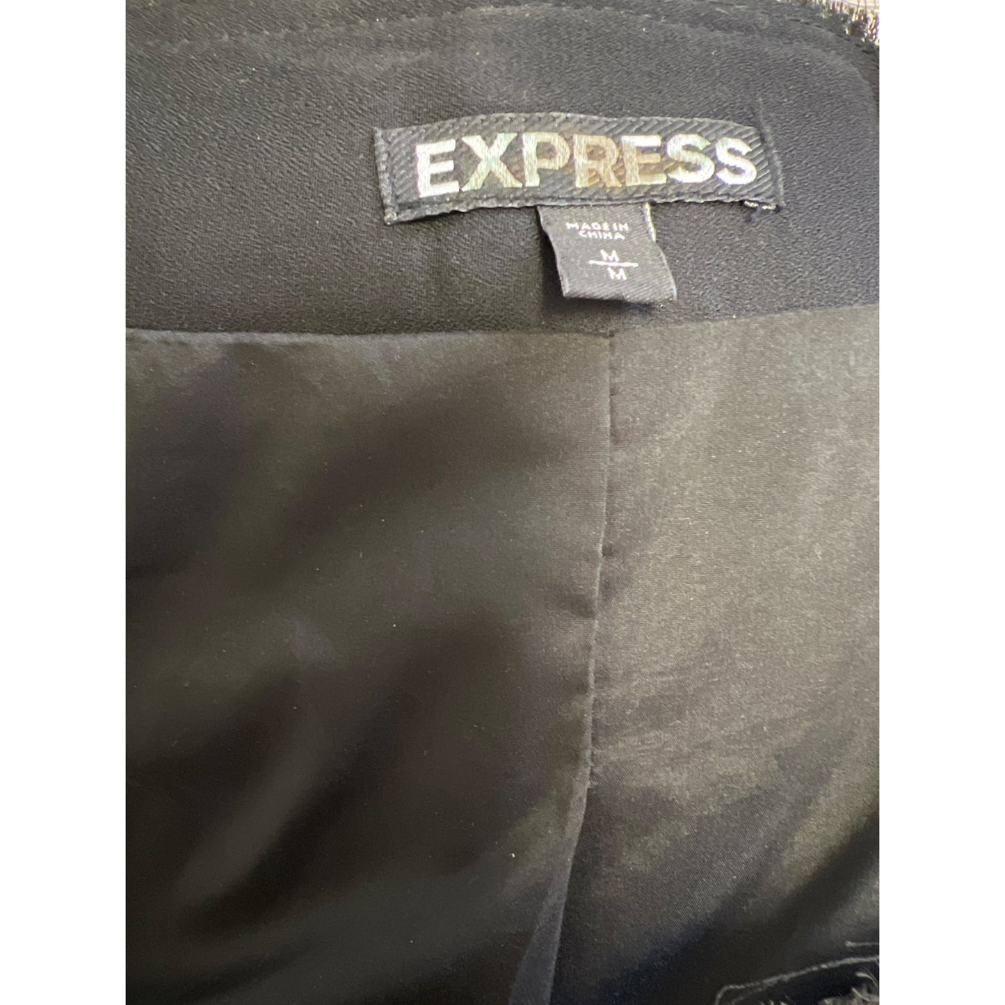 Express Sequin Long Sleeve Jacket Black & Silver Polyester/Spandex M
