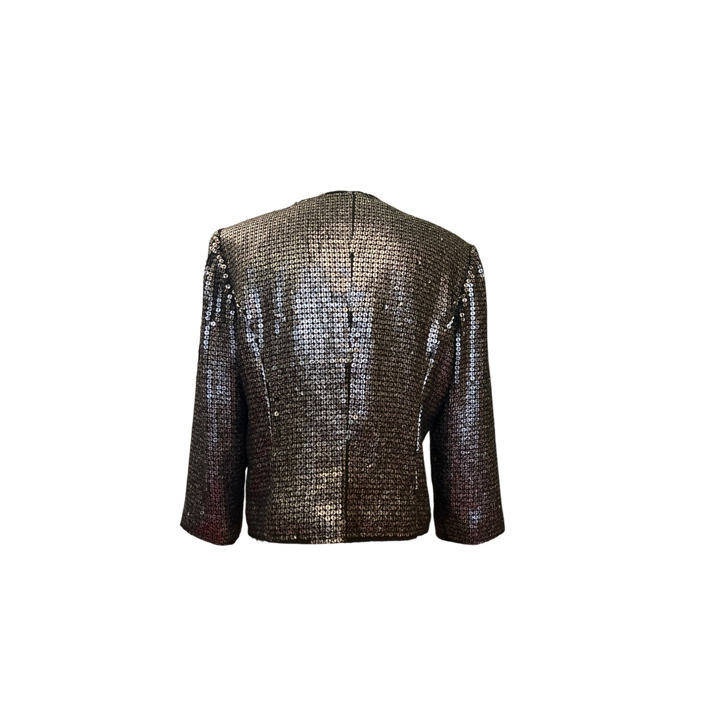 Express Sequin Long Sleeve Jacket Black & Silver Polyester/Spandex M