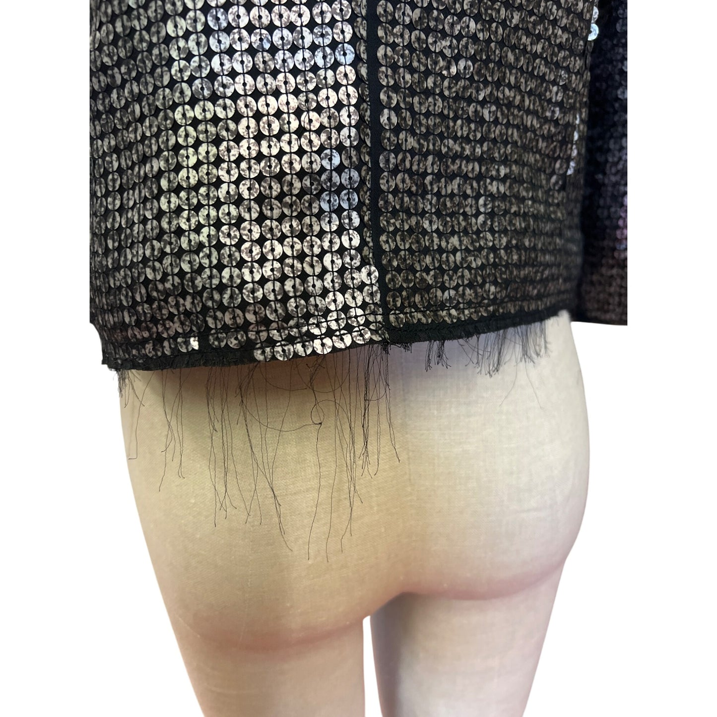 Express Sequin Long Sleeve Jacket Black & Silver Polyester/Spandex M