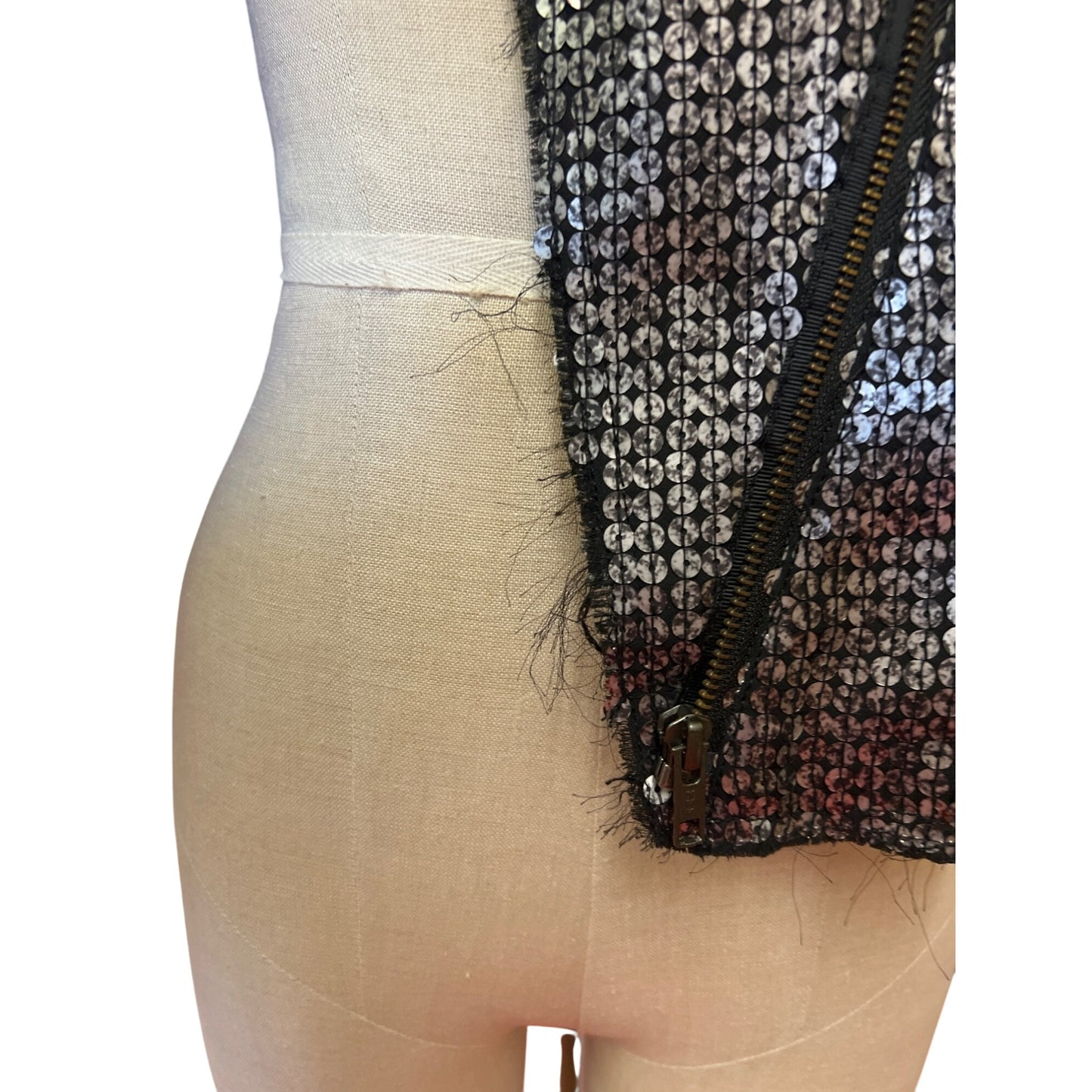 Express Sequin Long Sleeve Jacket Black & Silver Polyester/Spandex M
