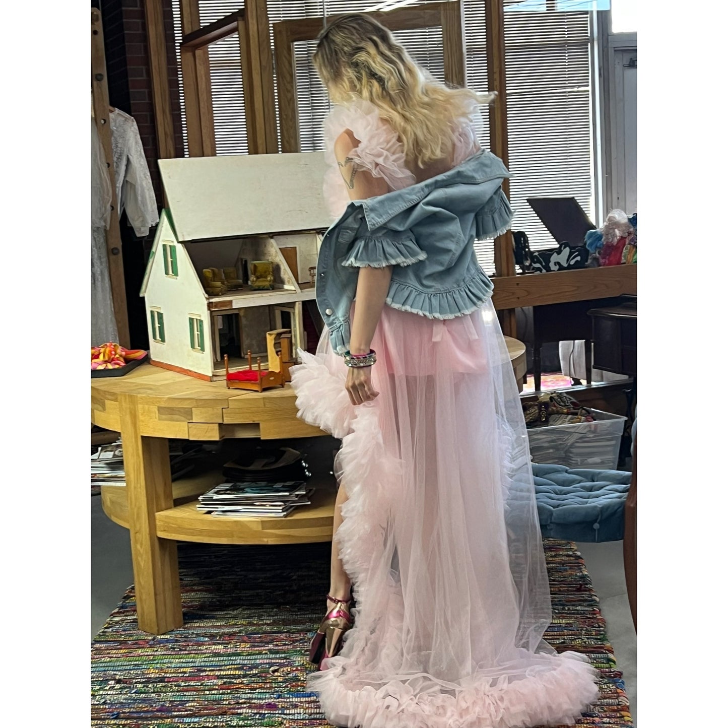 Incredible Oh So Darling Ruffled Tulle High-Low Dress With Train In Soft Pink