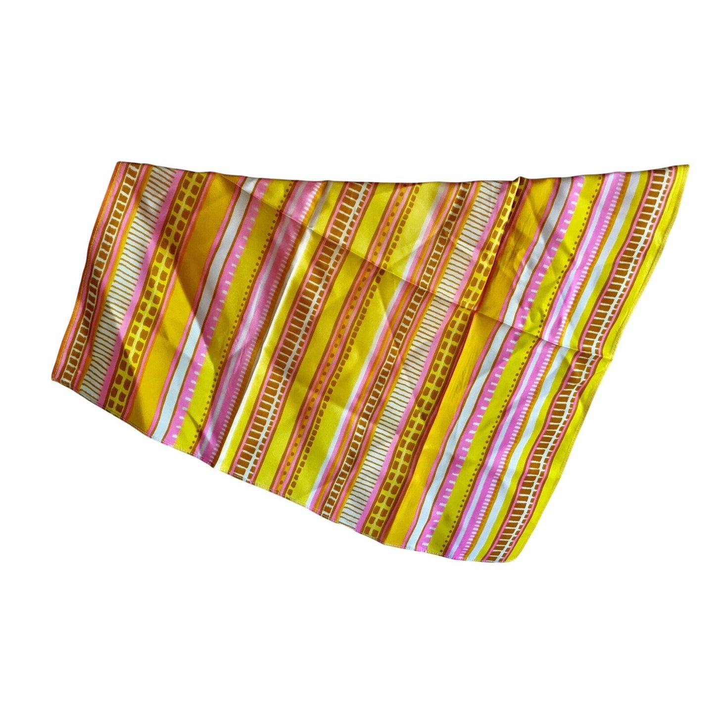 Vintage Multicolor Striped Geometric Pattern Fabric Scarf/Bandana 22"x22" Retro Accessory