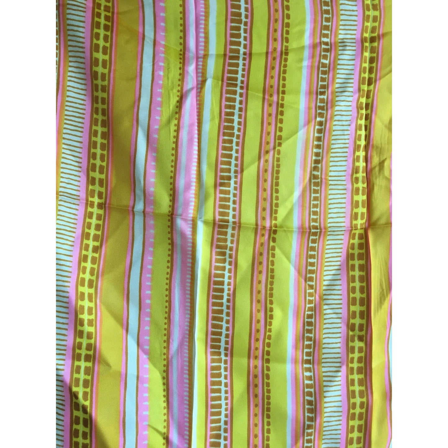 Vintage Multicolor Striped Geometric Pattern Fabric Scarf/Bandana 22"x22" Retro Accessory