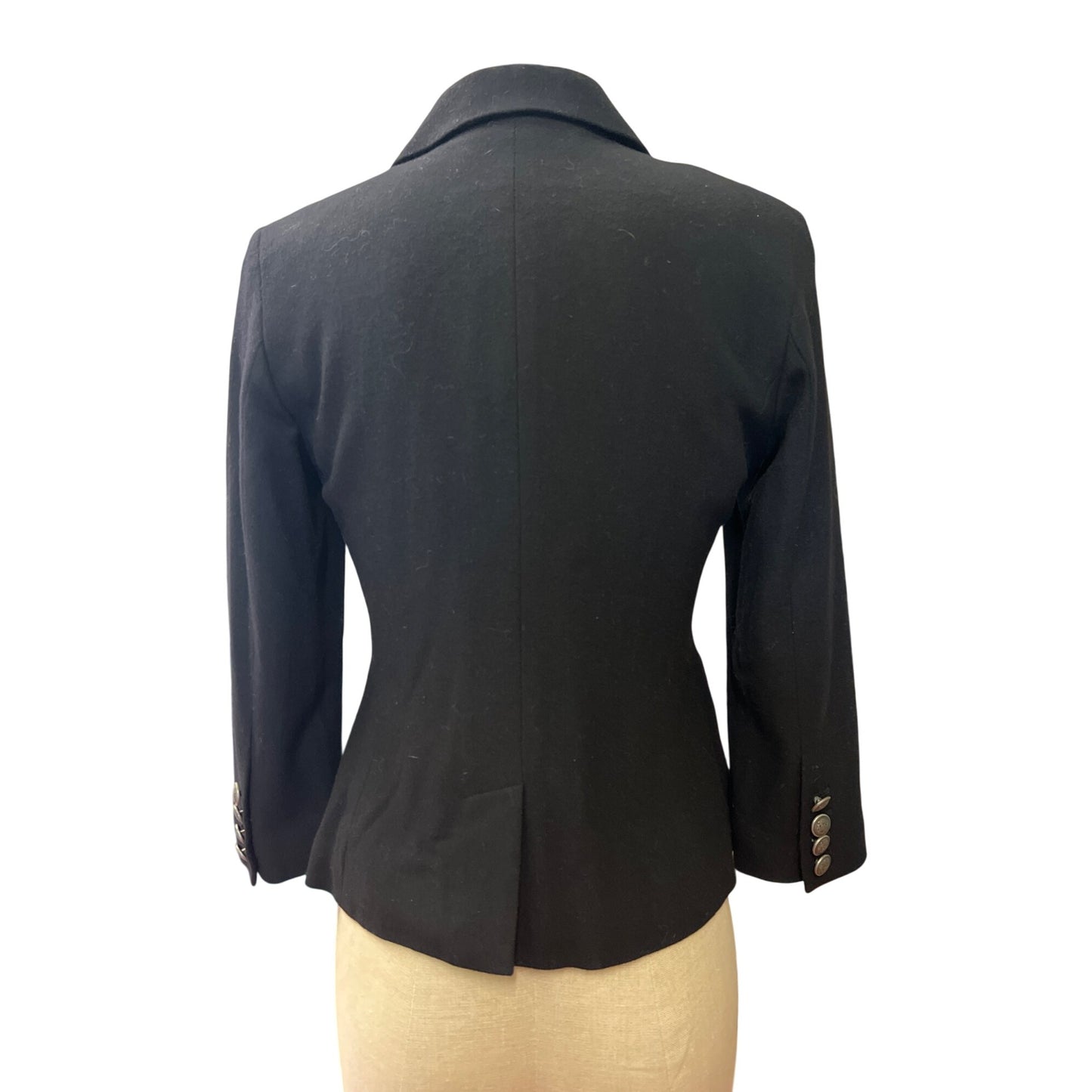 Banana Republic Womens Wool Blend Black Blazer Jacket Size D4 Made In Bangladesh