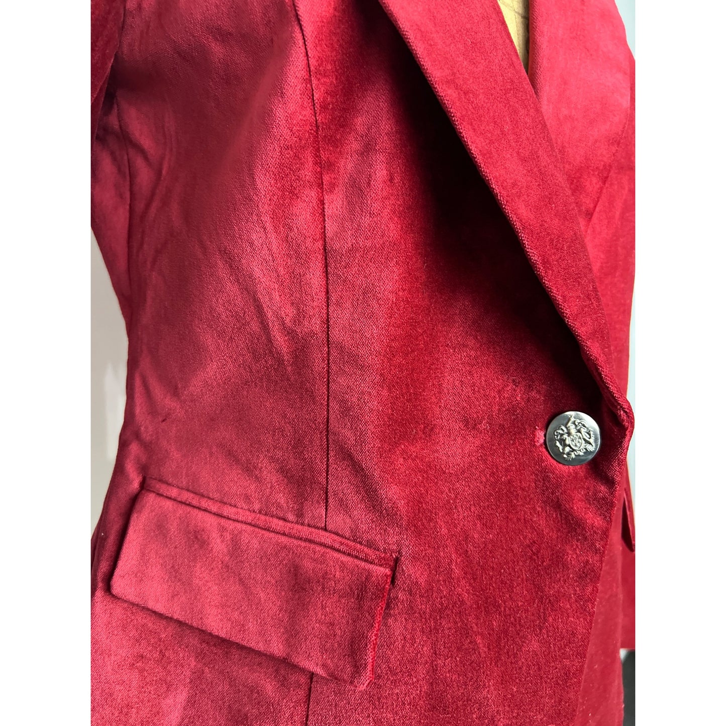 White Black Velvet Editor Blazer Deep Red Women' Jacket