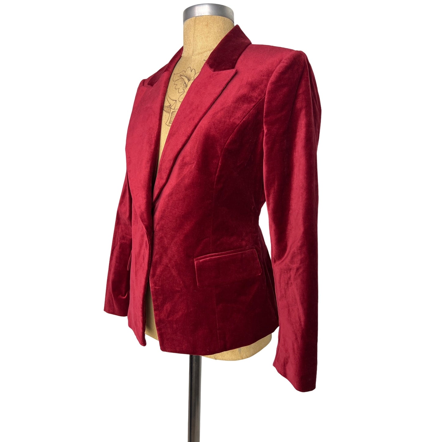 White Black Velvet Editor Blazer Deep Red Women' Jacket