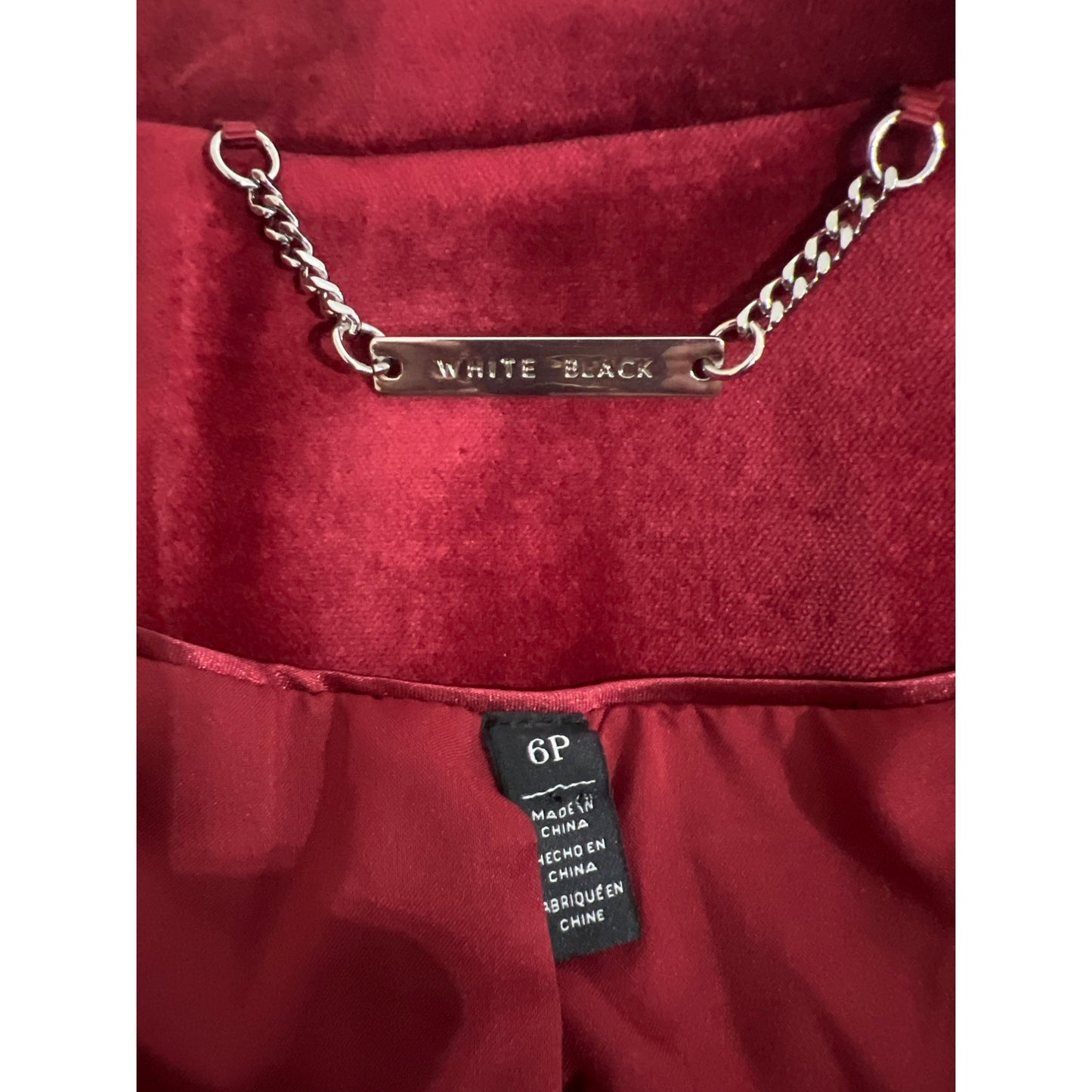 White Black Velvet Editor Blazer Deep Red Women' Jacket