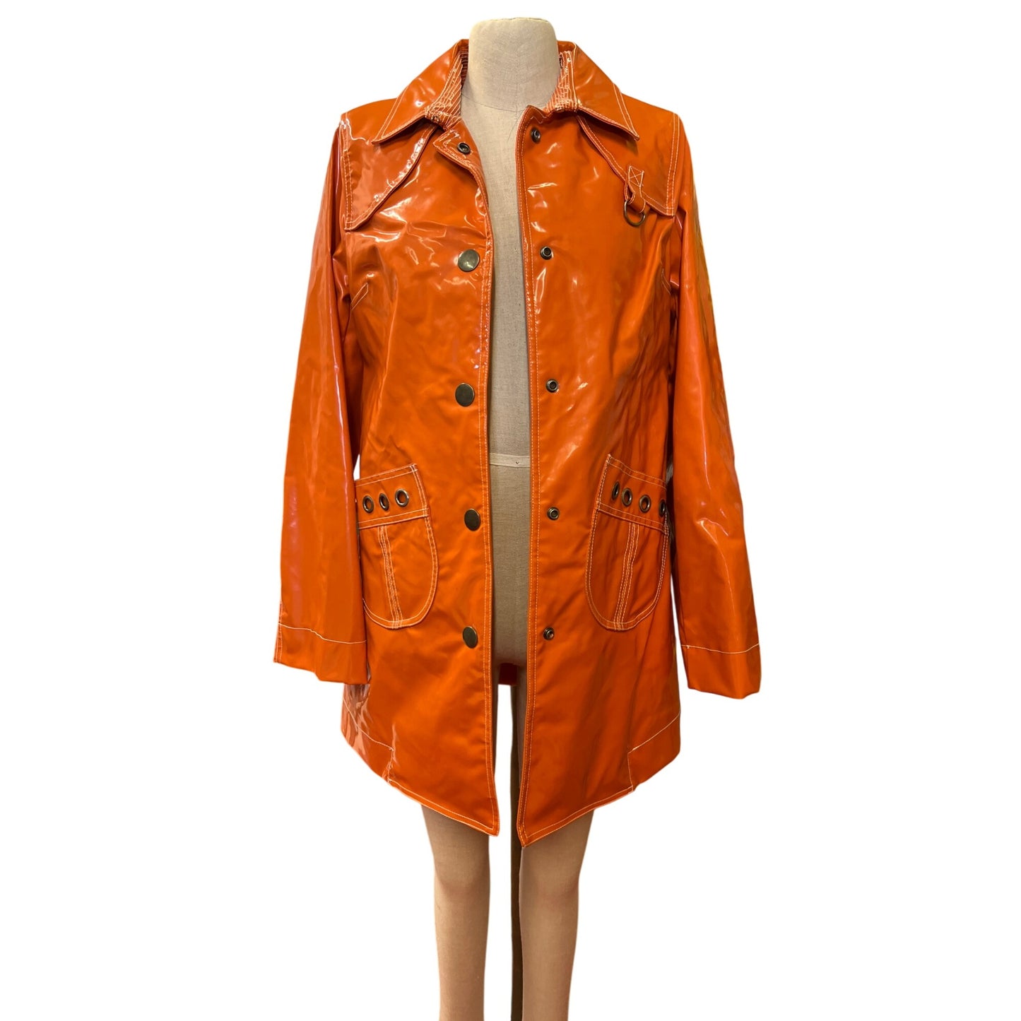 Vintage Marc Jacobs Orange Trench Coat Jacket Bold Fun Vibrant Color Nordstrom Y2K