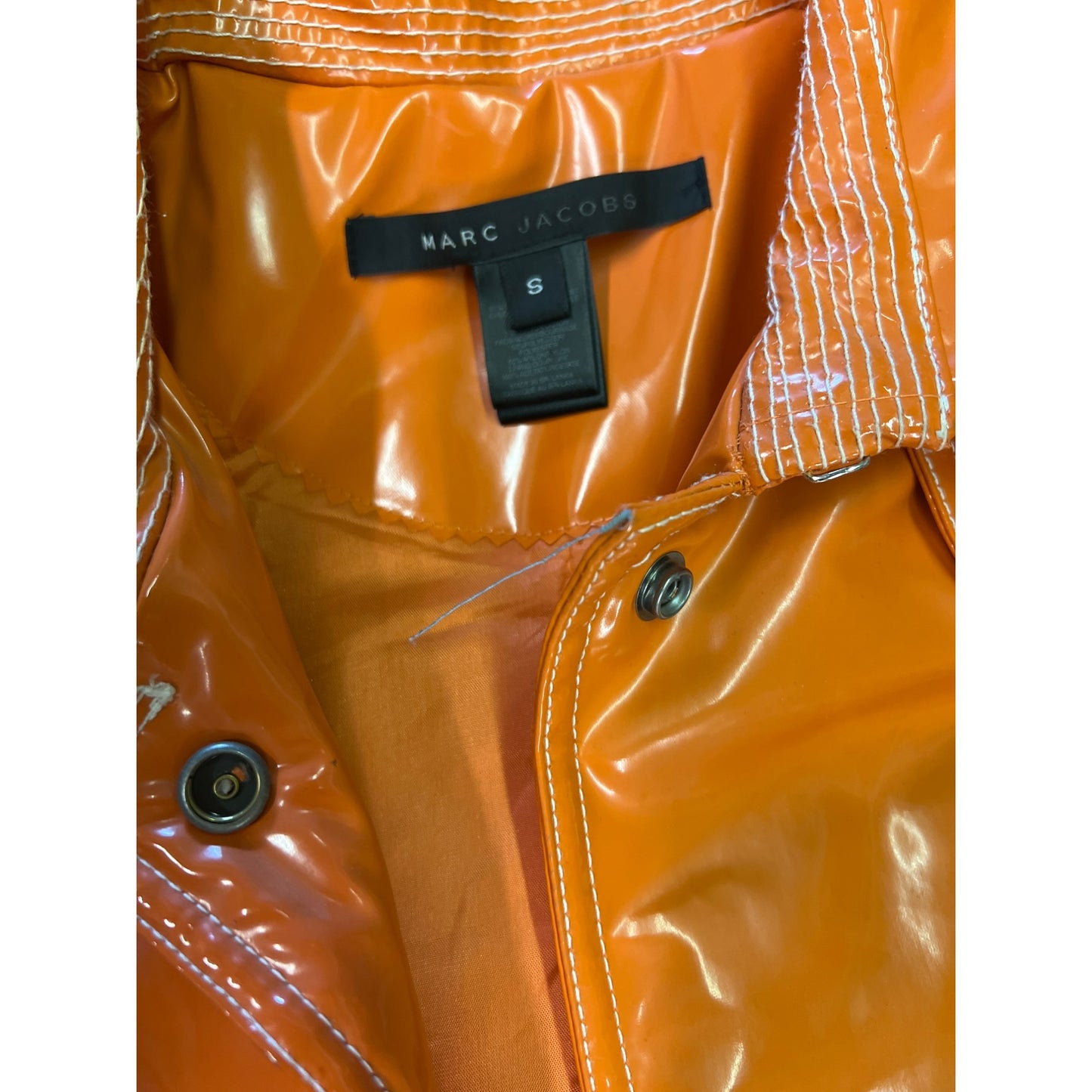 Vintage Marc Jacobs Orange Trench Coat Jacket Bold Fun Vibrant Color Nordstrom Y2K