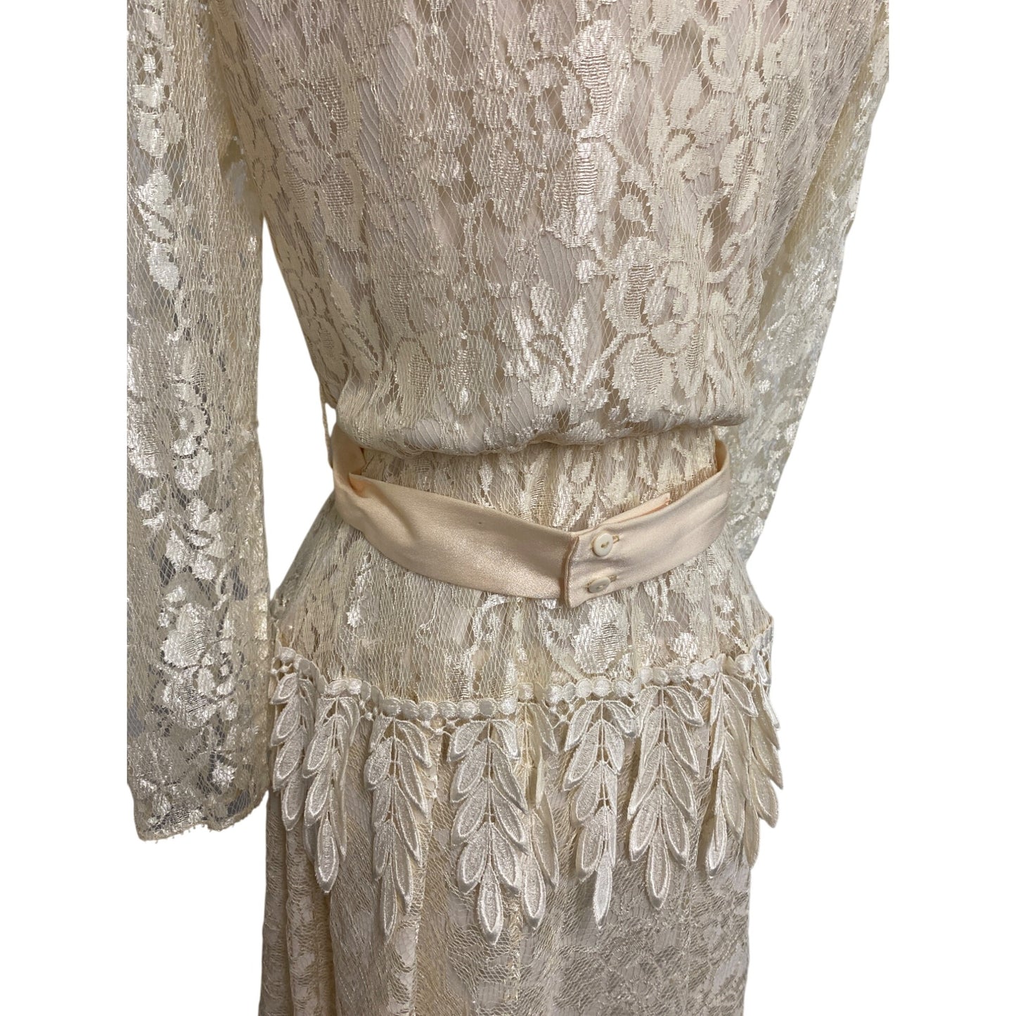 Vintage Ivory Lace High Neck Midi Dress By Ursula Of Switzerland 7/8