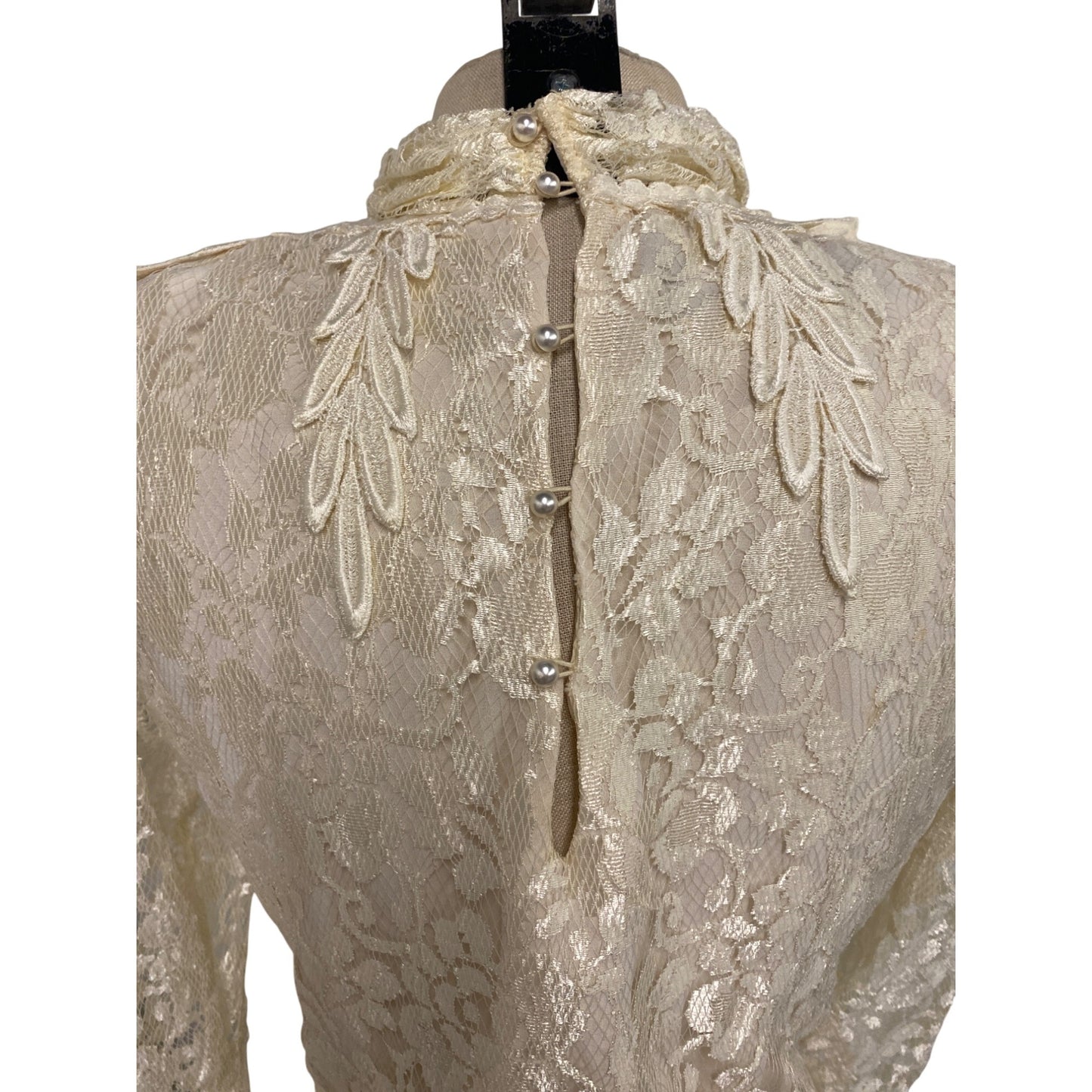 Vintage Ivory Lace High Neck Midi Dress By Ursula Of Switzerland 7/8
