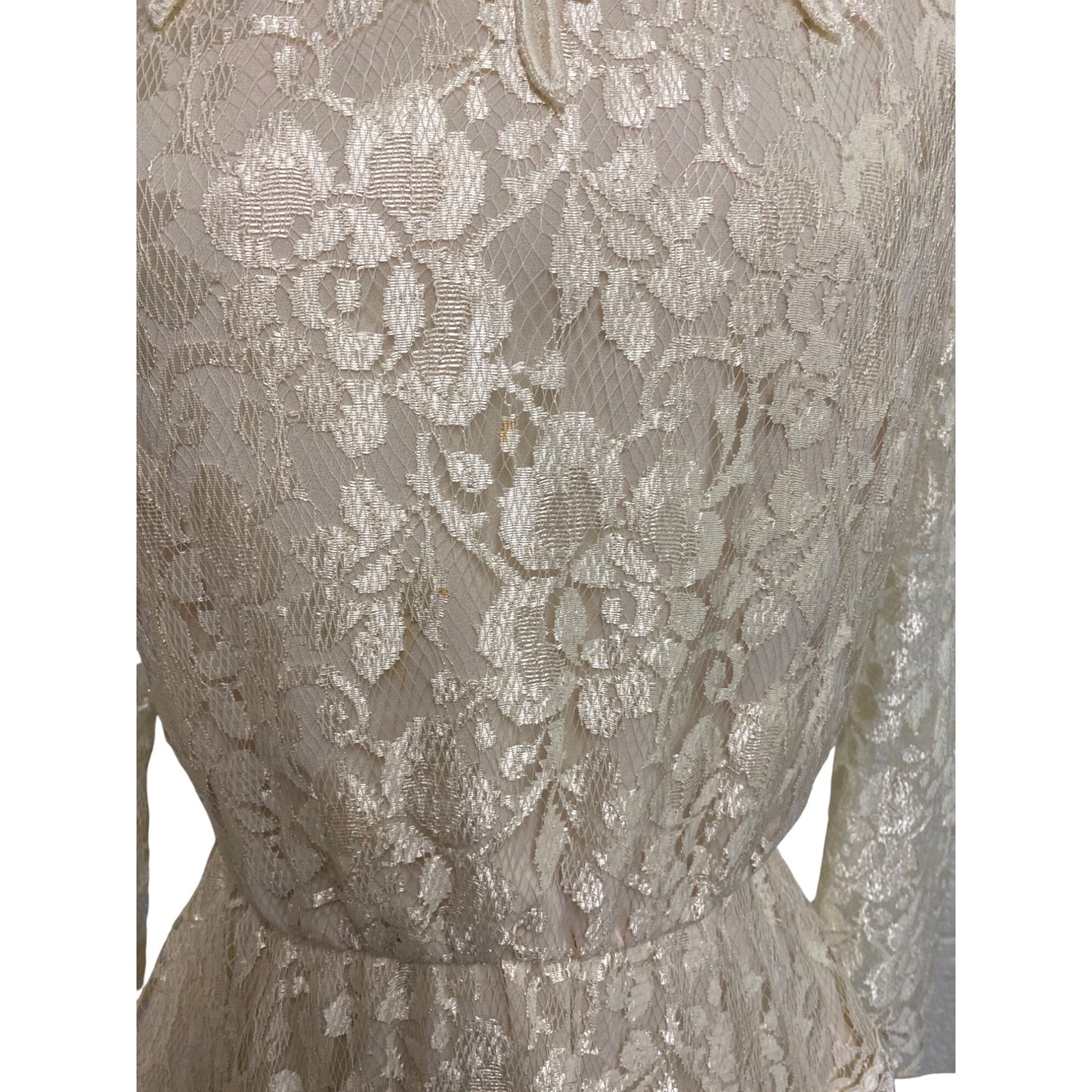 Vintage Ivory Lace High Neck Midi Dress By Ursula Of Switzerland 7/8