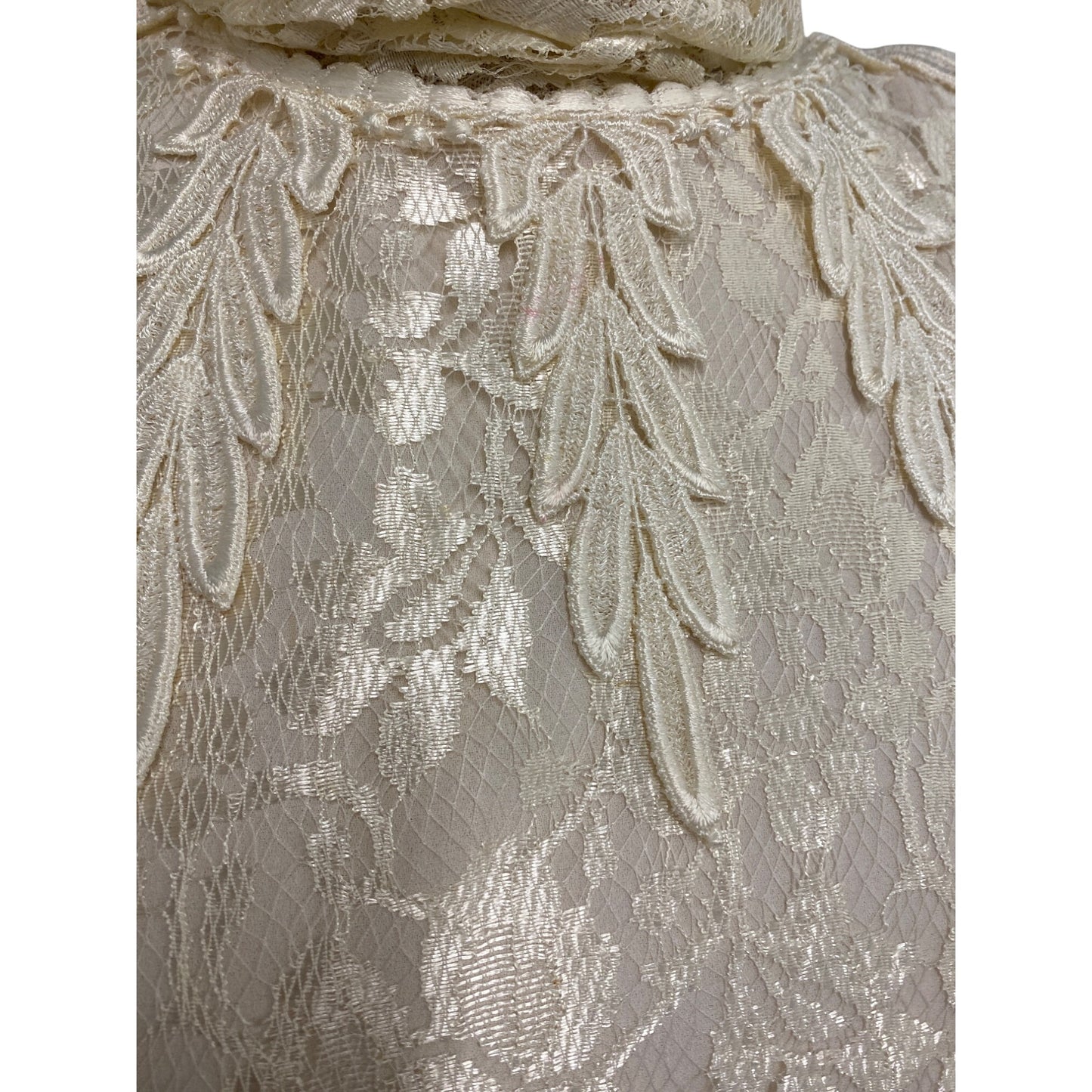 Vintage Ivory Lace High Neck Midi Dress By Ursula Of Switzerland 7/8