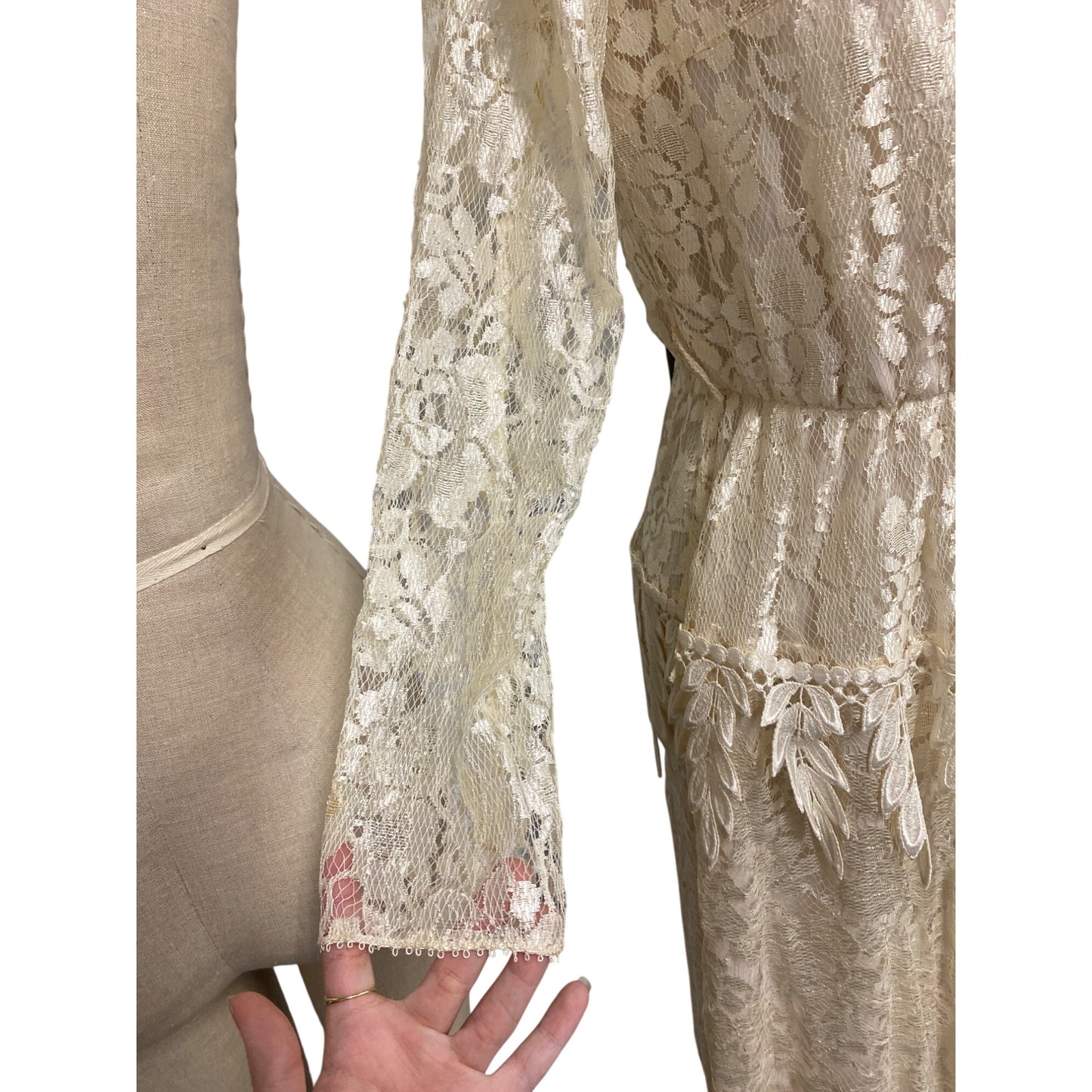 Vintage Ivory Lace High Neck Midi Dress By Ursula Of Switzerland 7/8