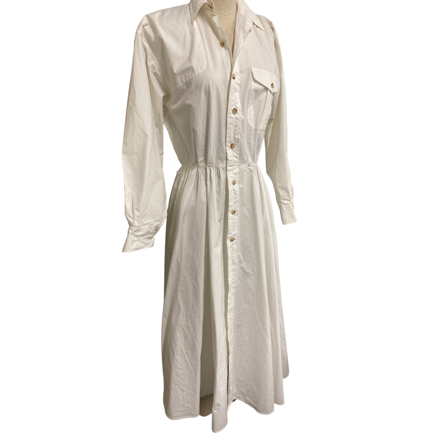Ralph Lauren White Long-Sleeve Shirt Dress Button-Down A-Line