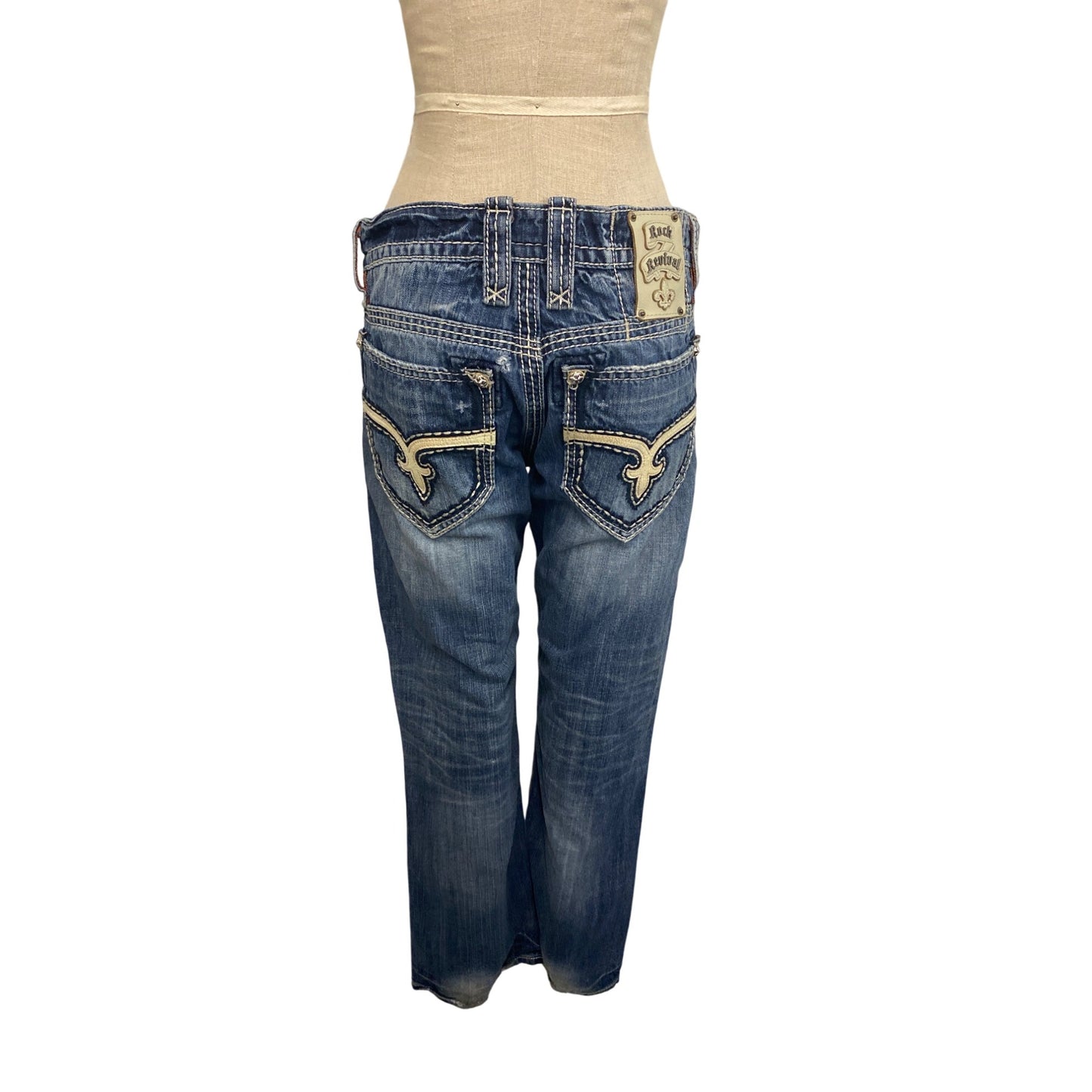 Rock Revival Mens Distressed Jean Pant Boot Cut Denim Jeans Super Cool
