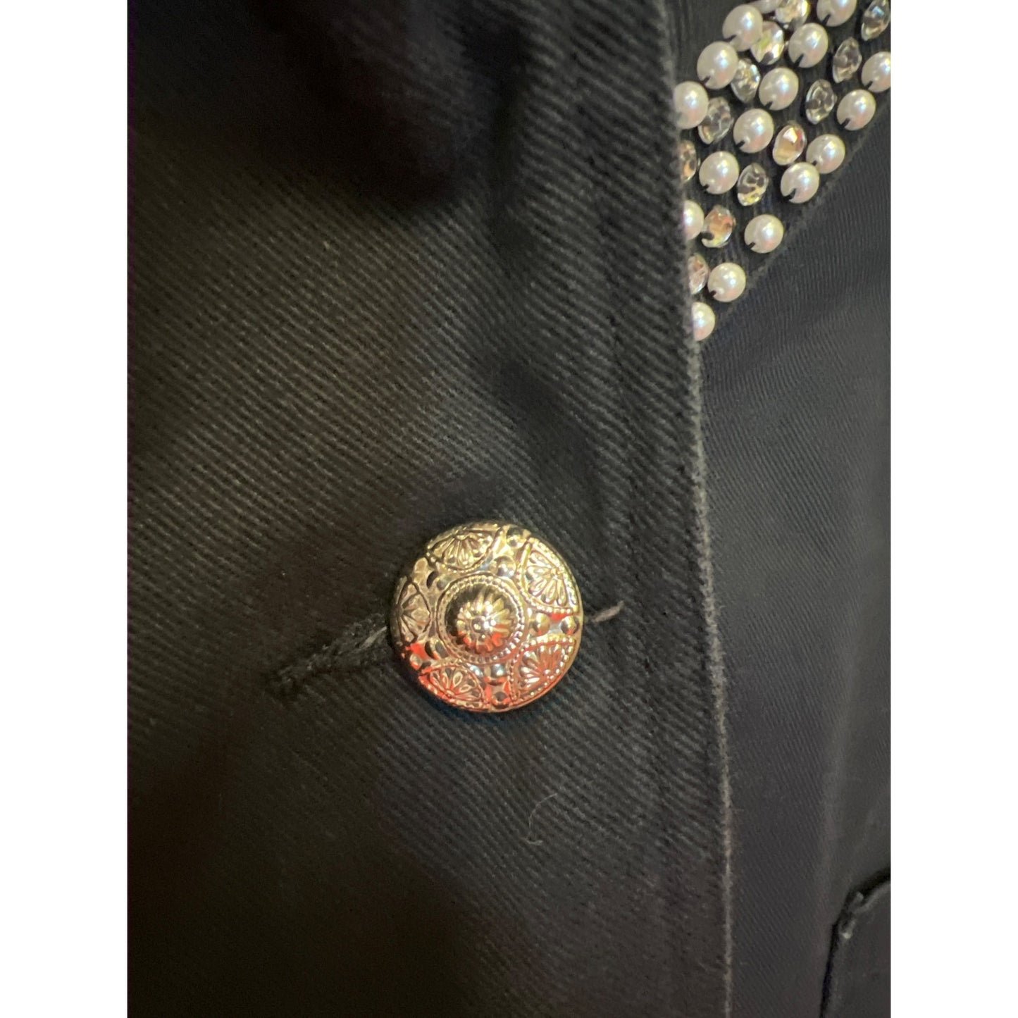 Vintage R & K Original Woman Black Embellished Blazer With Pearls & Rhinestones Size 1X