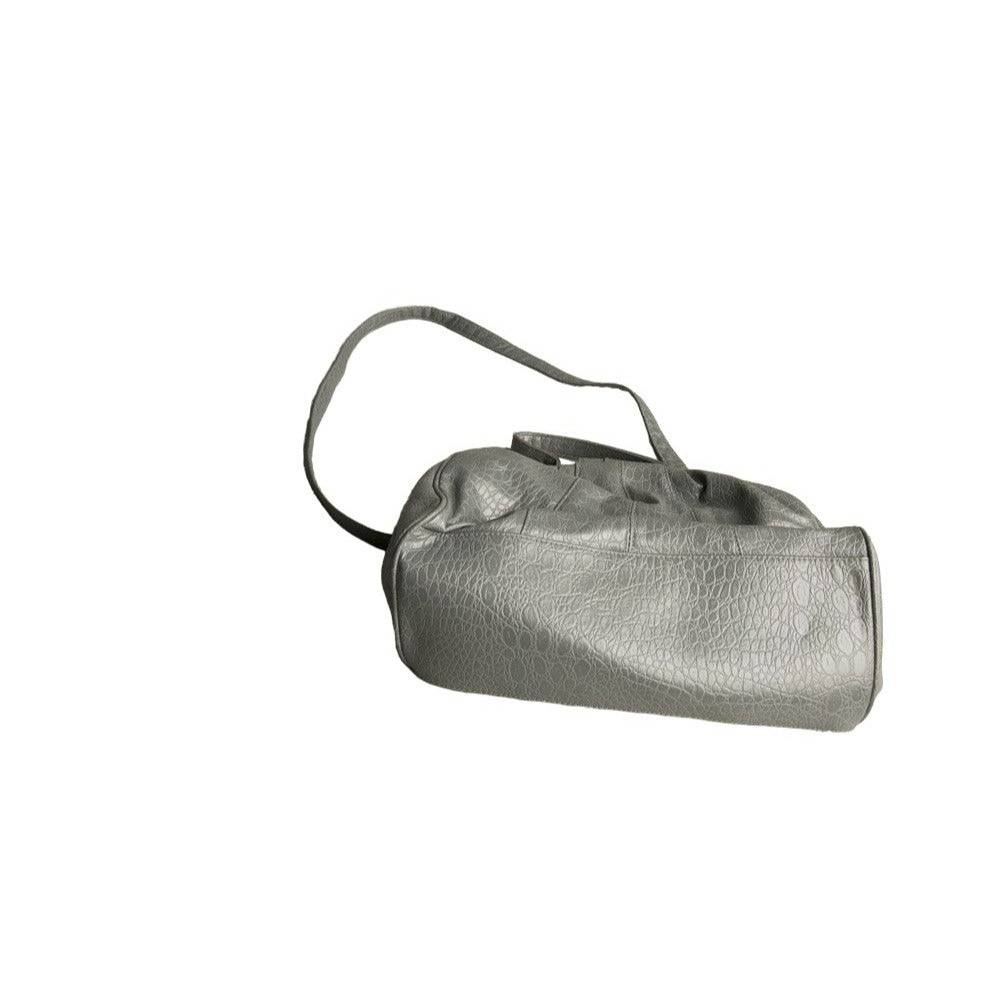 Rivage Vintage Handbag Gray Faux Leather Satchel Bag Shoulder Strap Crossbody