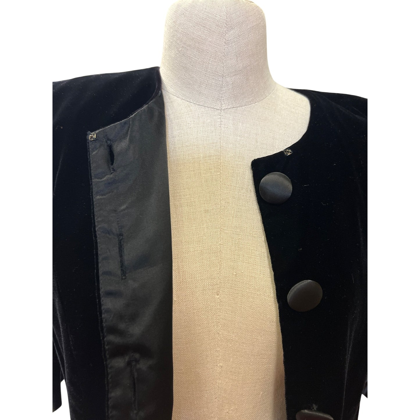 Vintage Dépeche Mode Womens Black Velvet Puff Sleeve Buttoned Blouse Jacket Coat Made In Korea