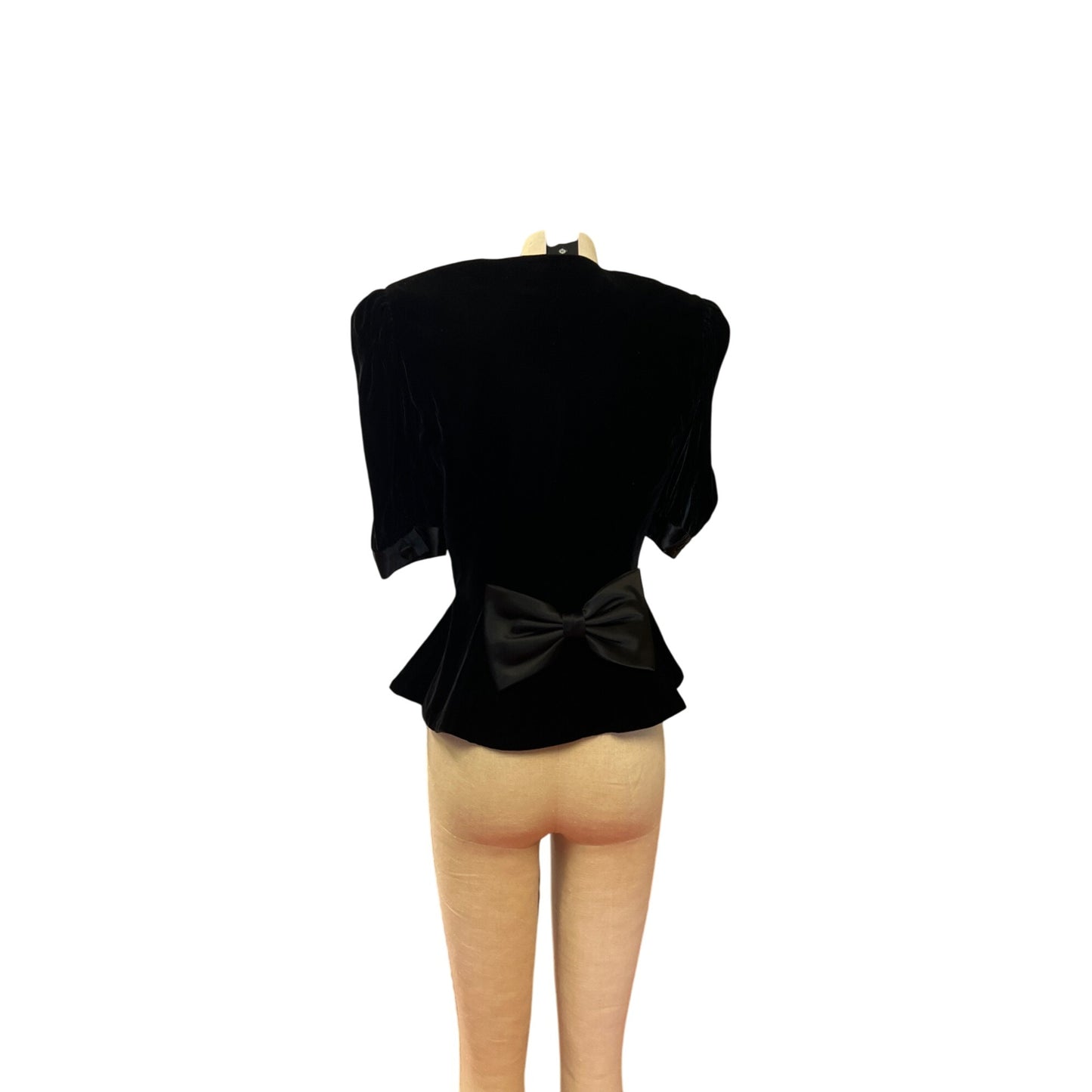Vintage Dépeche Mode Womens Black Velvet Puff Sleeve Buttoned Blouse Jacket Coat Made In Korea