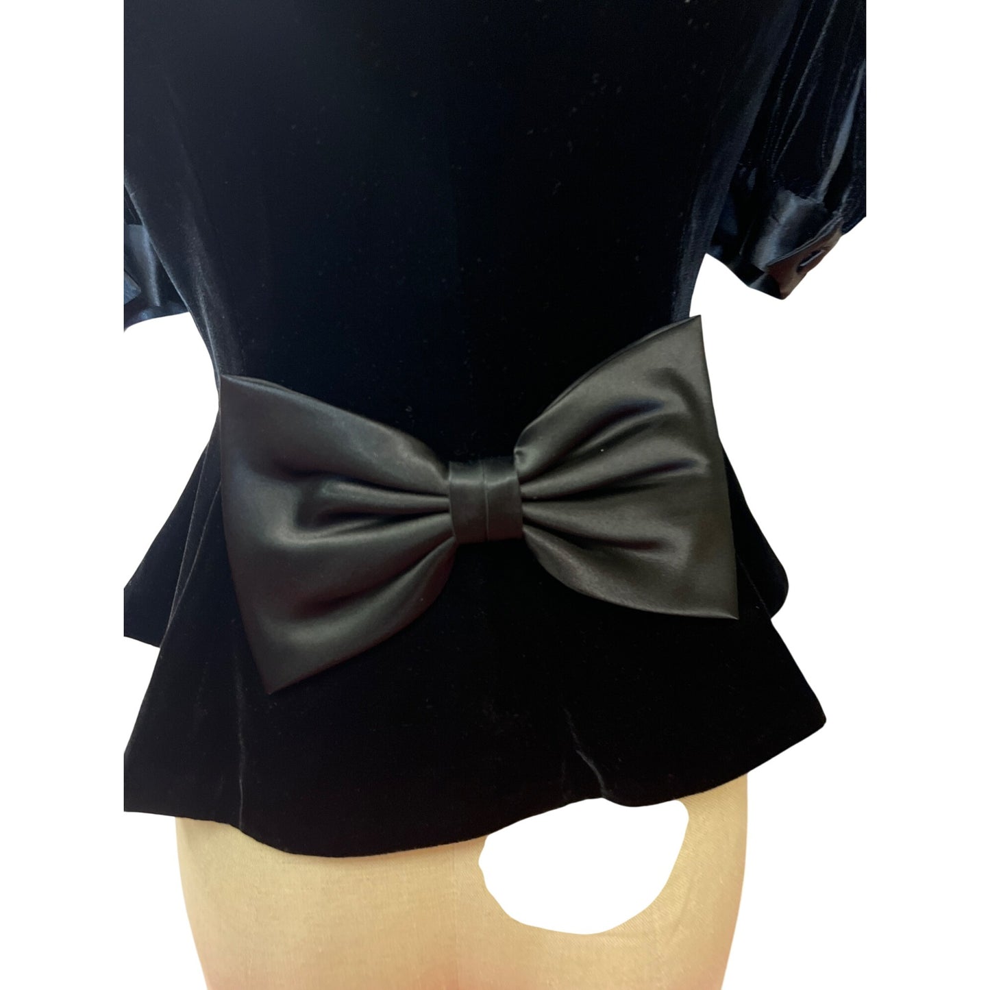 Vintage Dépeche Mode Womens Black Velvet Puff Sleeve Buttoned Blouse Jacket Coat Made In Korea