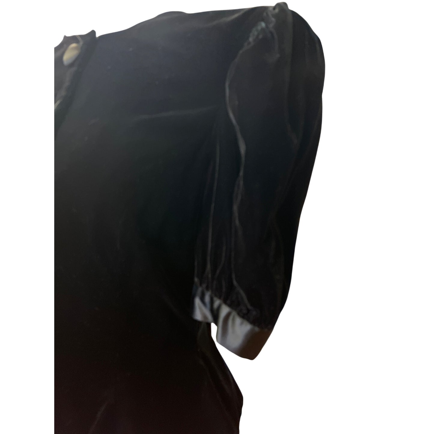 Vintage Dépeche Mode Womens Black Velvet Puff Sleeve Buttoned Blouse Jacket Coat Made In Korea