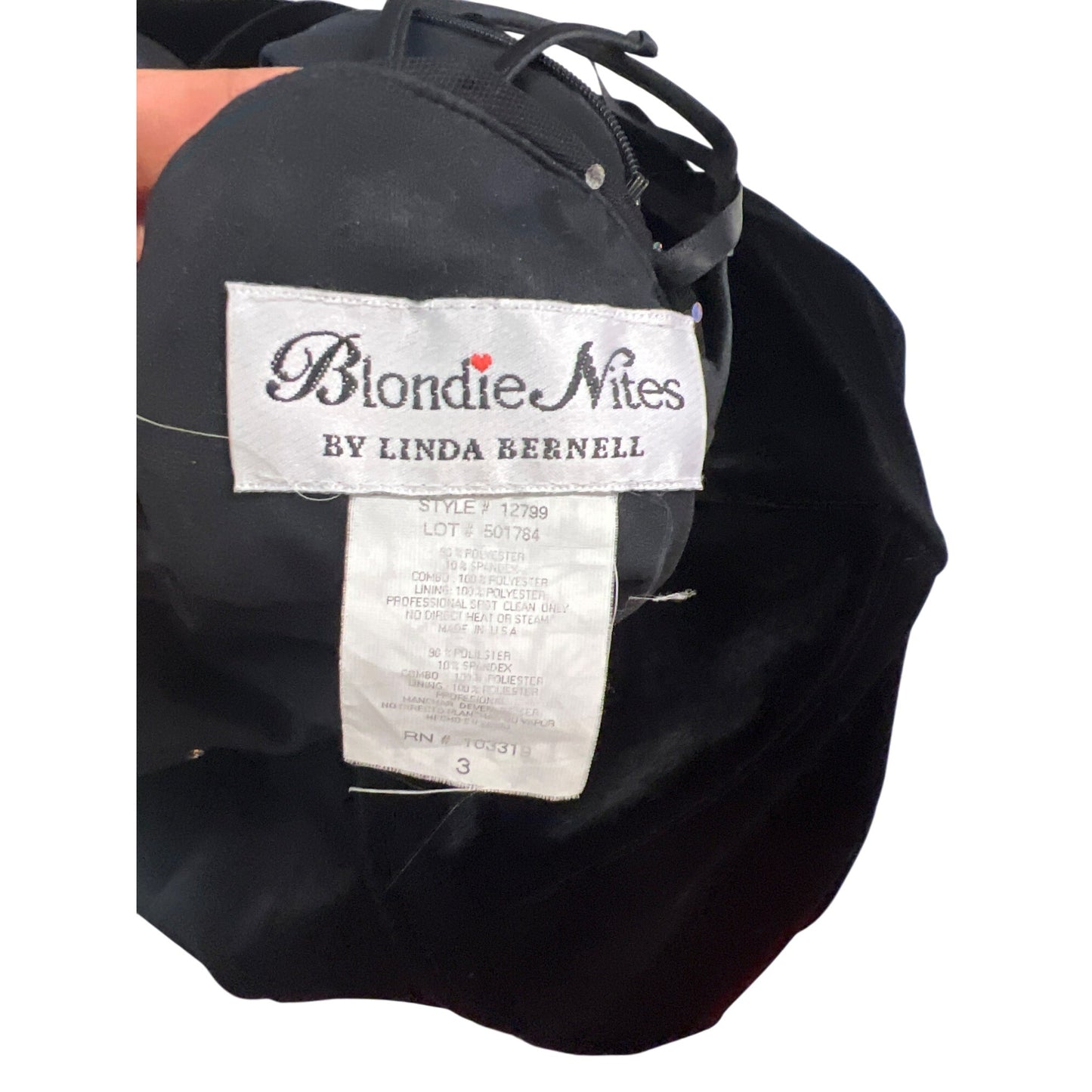 Vintage Blondie Nites by Linda Bernell Black Velvet Spaghetti Strap Dress Sparkling Top Short Prom LBD Homecoming Dress