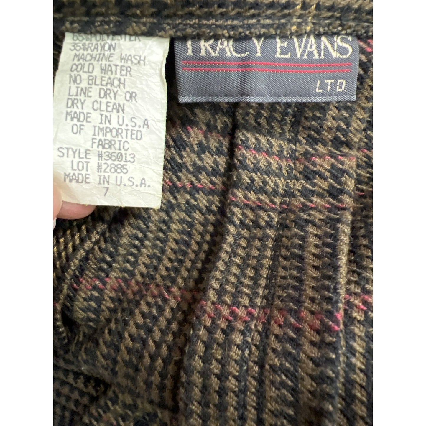 Vintage Tracy Evans Plaid Skirt With Green Wool Felted Unique Repurposed Design by TJ Horst