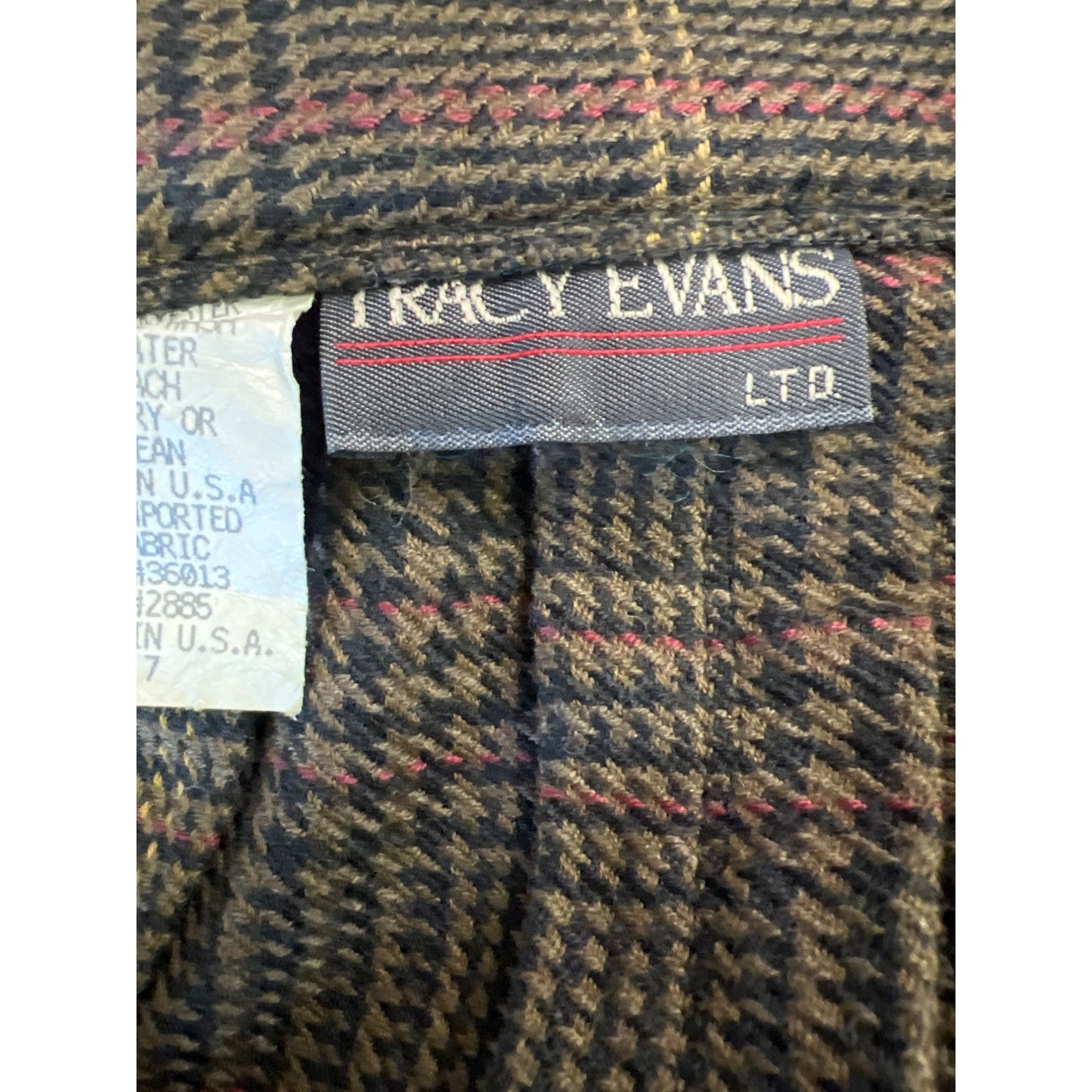 Vintage Tracy Evans Plaid Skirt With Green Wool Felted Unique Repurposed Design by TJ Horst