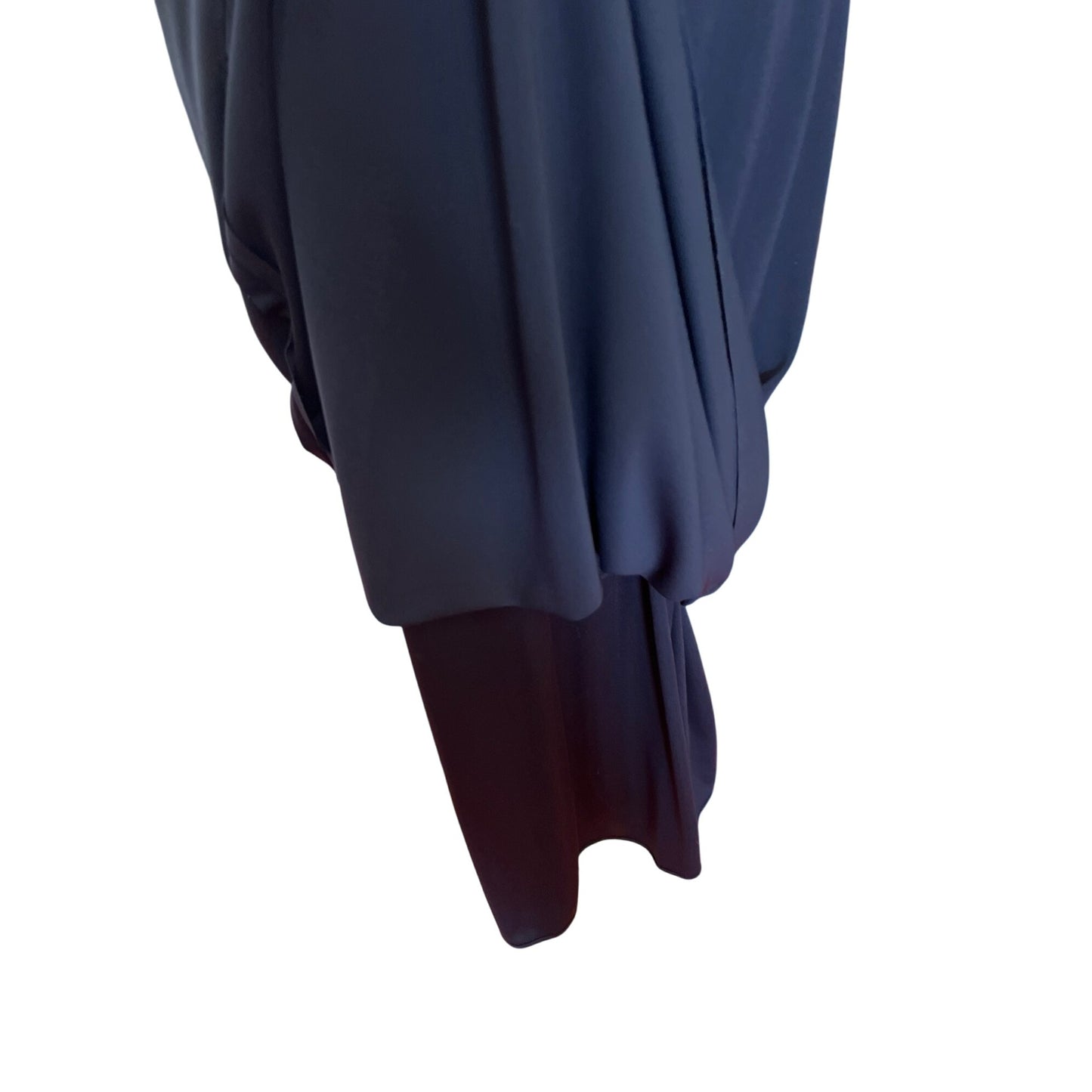 Vintage JS Boutique Navy Blue Evening Gown Short Sleeve Size 6 Tactel Lurex Blend Made In Canada Elegant Bridal Formal Prom Homecoming Dress