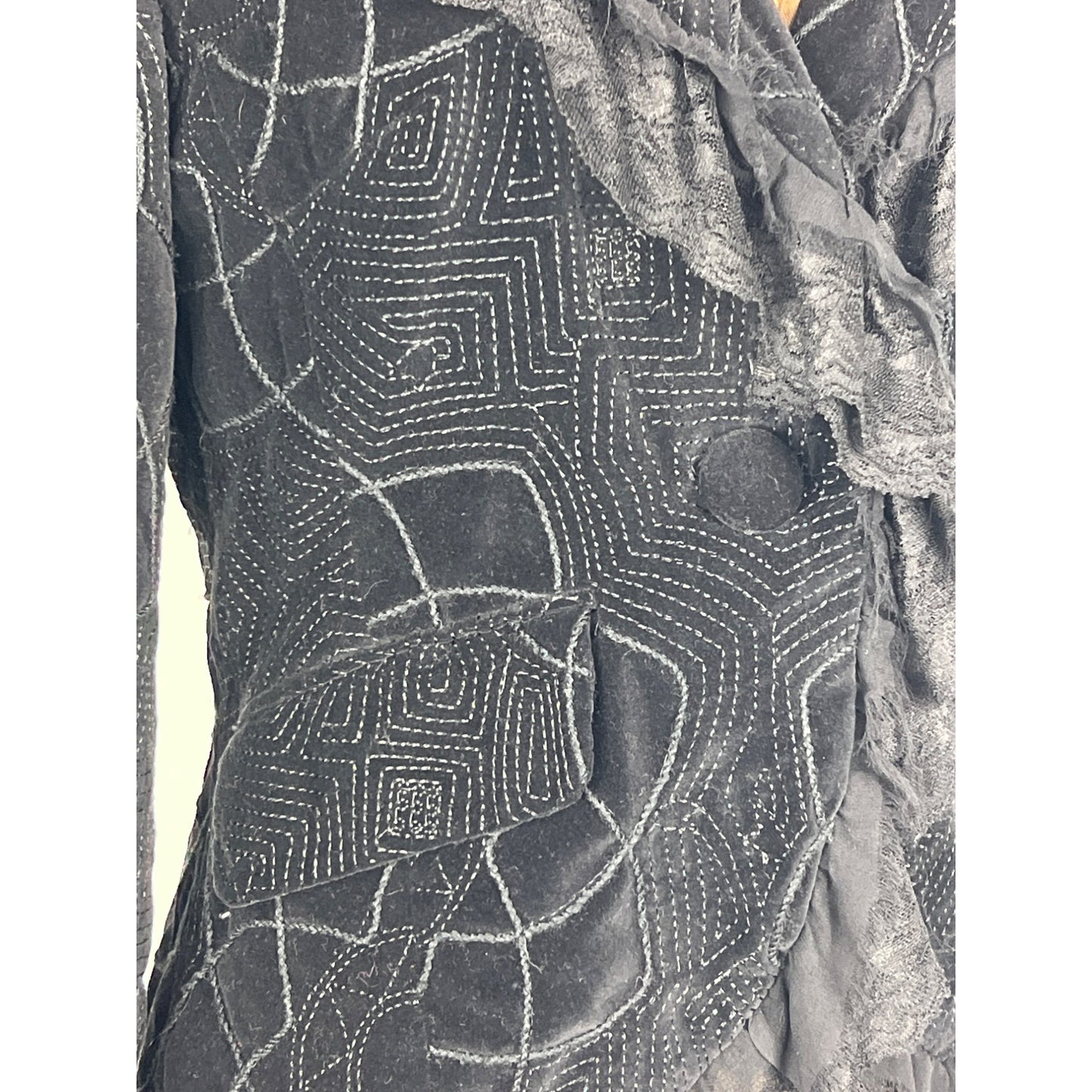 Sheri Bodel Black Authentic Vintage Women's Blazer Unique Jacket with Ruffle Lace Trim from Nordstrom