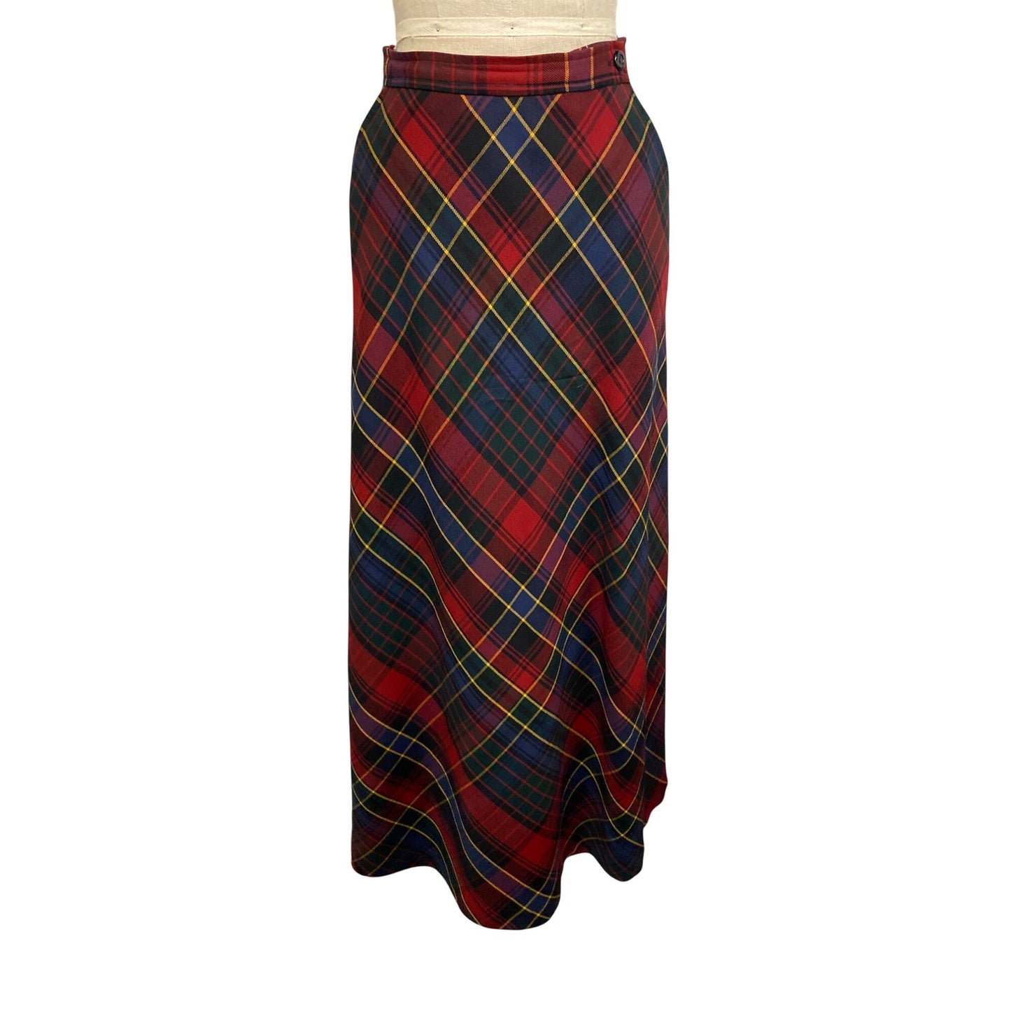 Ralph Lauren Vintage Wool Plaid Maxi Skirt Classic Red Green Blue Yellow Legacy Style