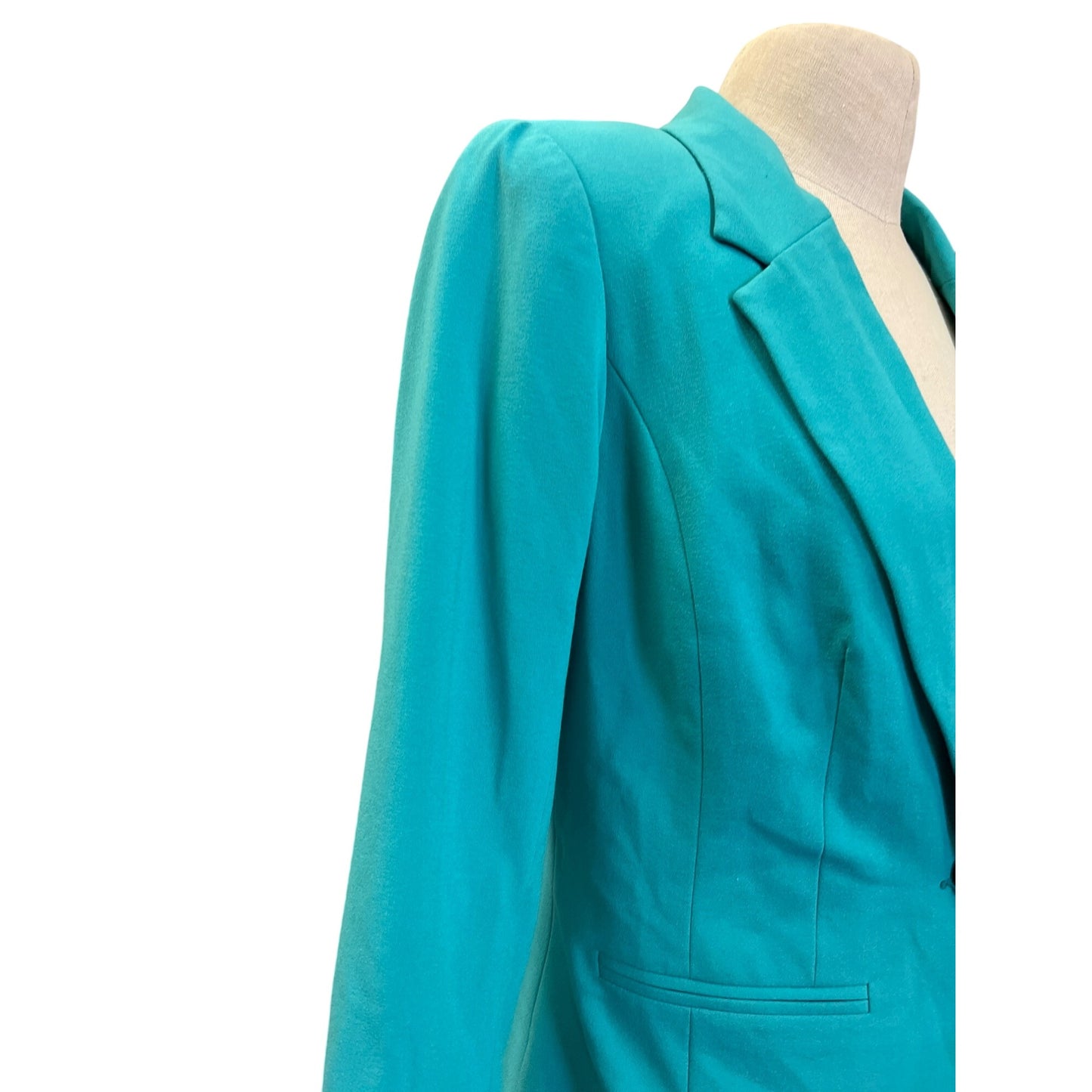 Kensie Teal Blazer Jacket With Polka Dot Lining Cute Girlie Fun Top Made to Make You Feel Pretty