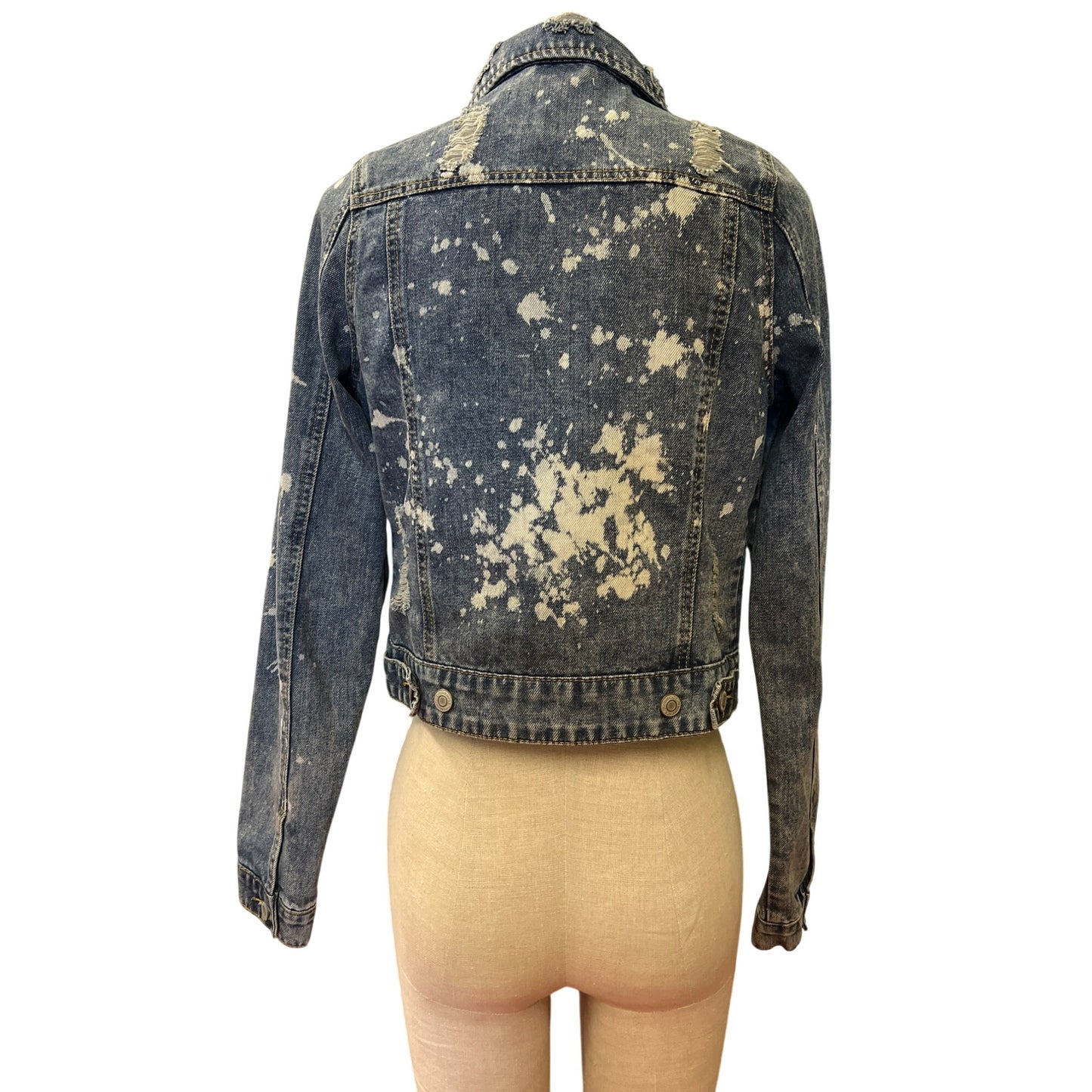 Thread & Supply Distressed Denim Jacket M 100% Cotton Blue
