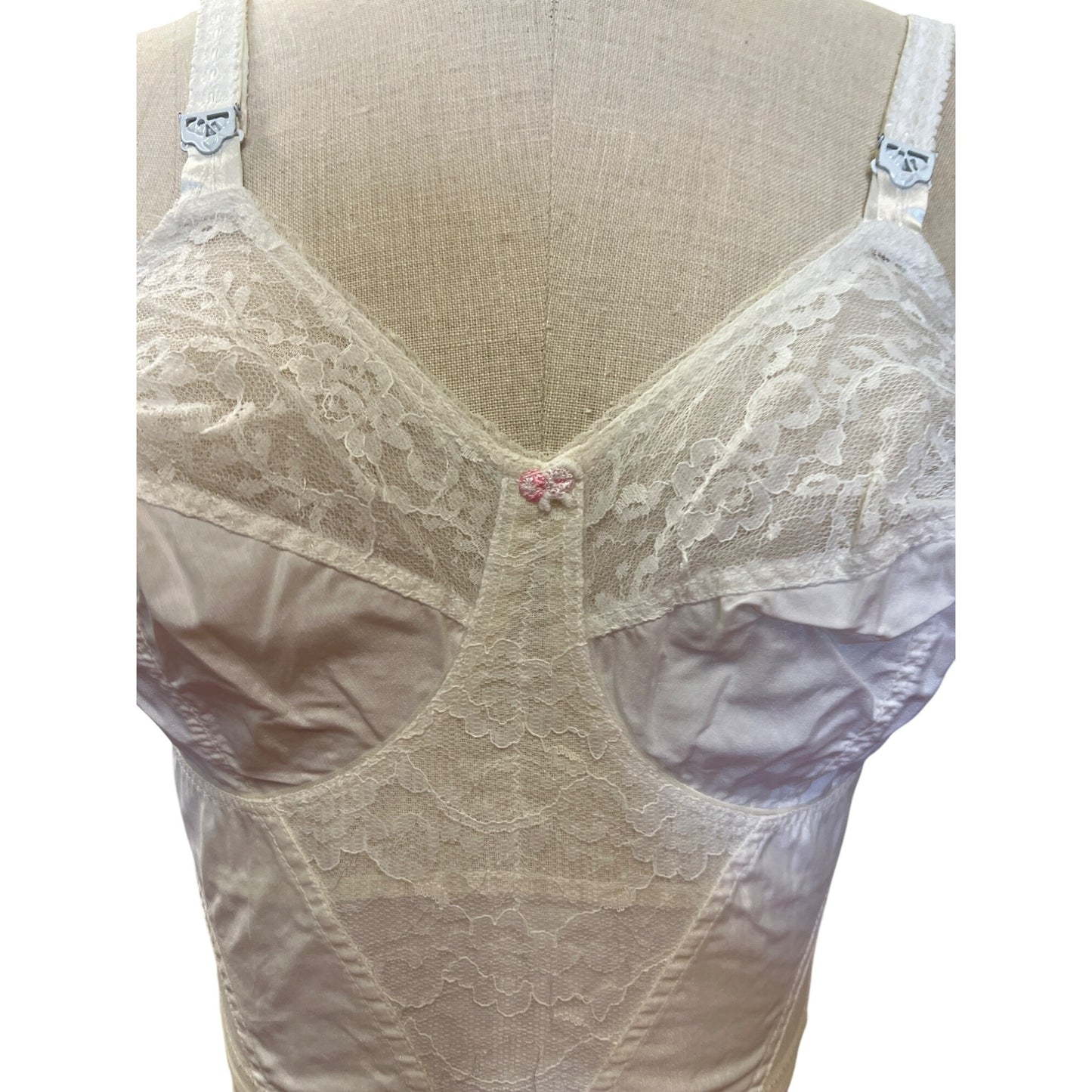 Vintage Lingerie Union Made Fantasia Original Lilyette White Lace Bustier Corset Top Bra