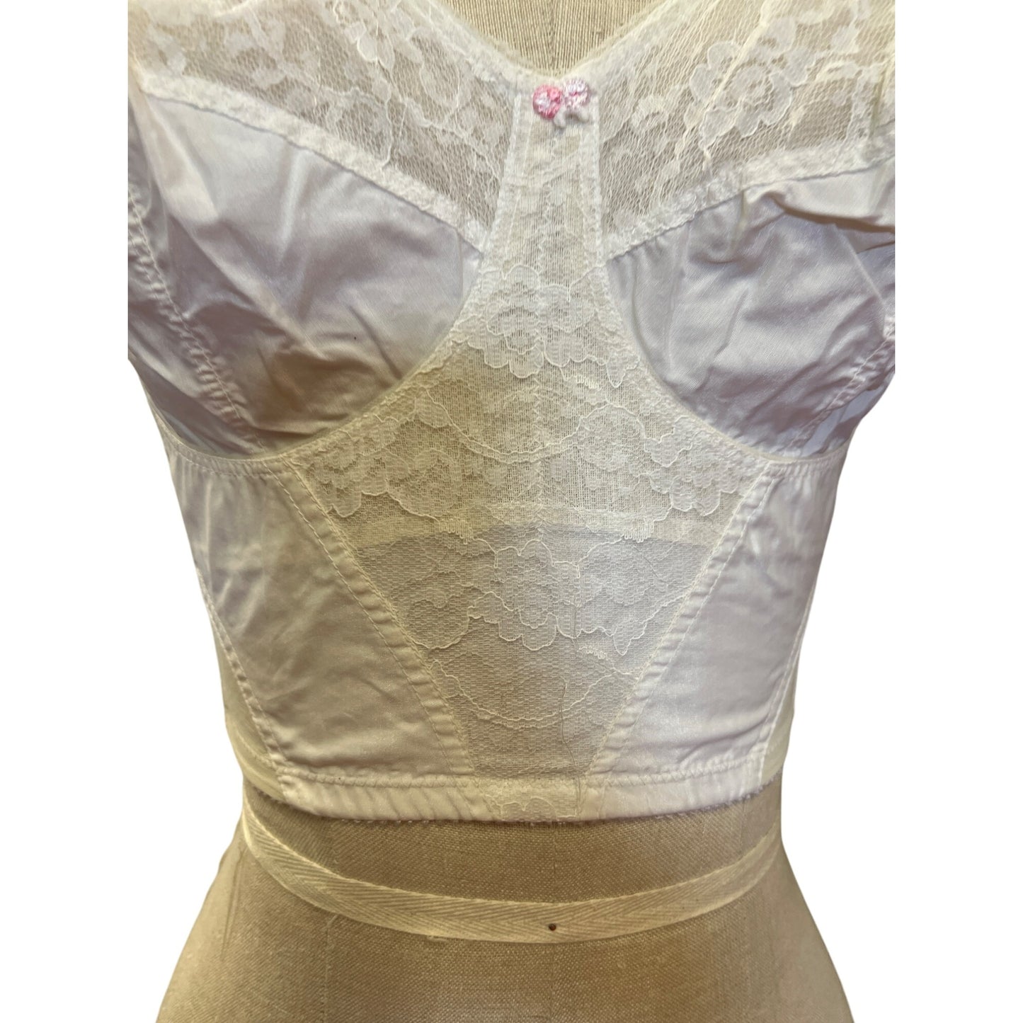 Vintage Lingerie Union Made Fantasia Original Lilyette White Lace Bustier Corset Top Bra