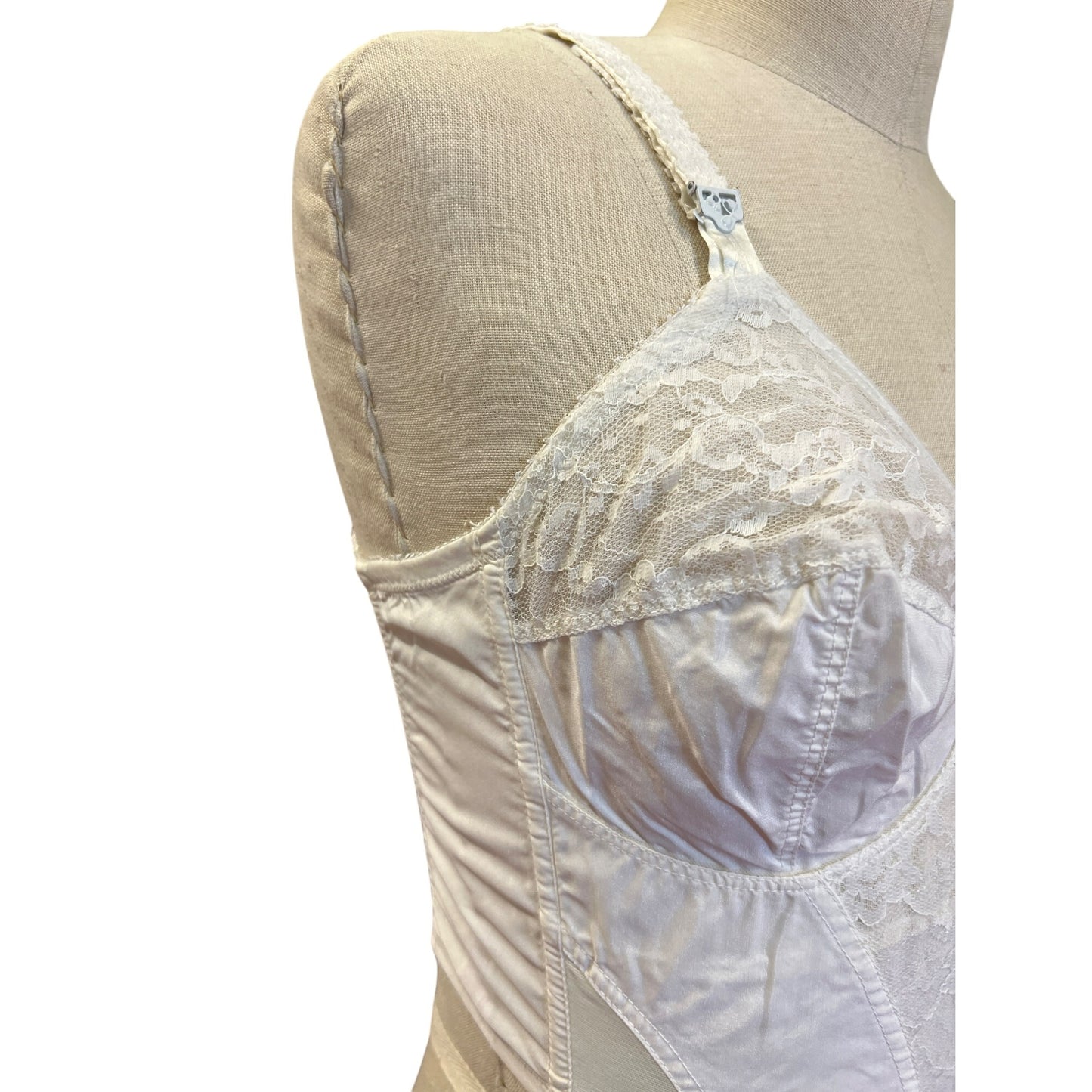 Vintage Lingerie Union Made Fantasia Original Lilyette White Lace Bustier Corset Top Bra