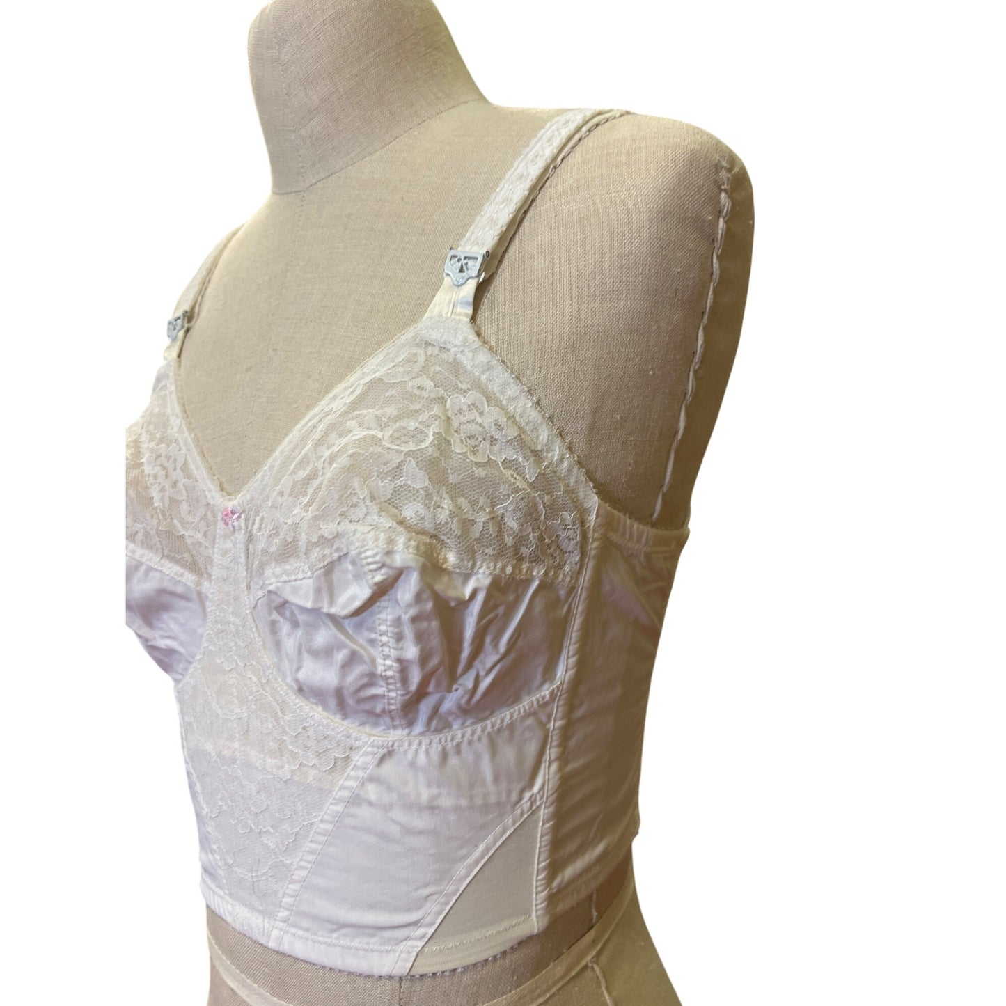 Vintage Lingerie Union Made Fantasia Original Lilyette White Lace Bustier Corset Top Bra