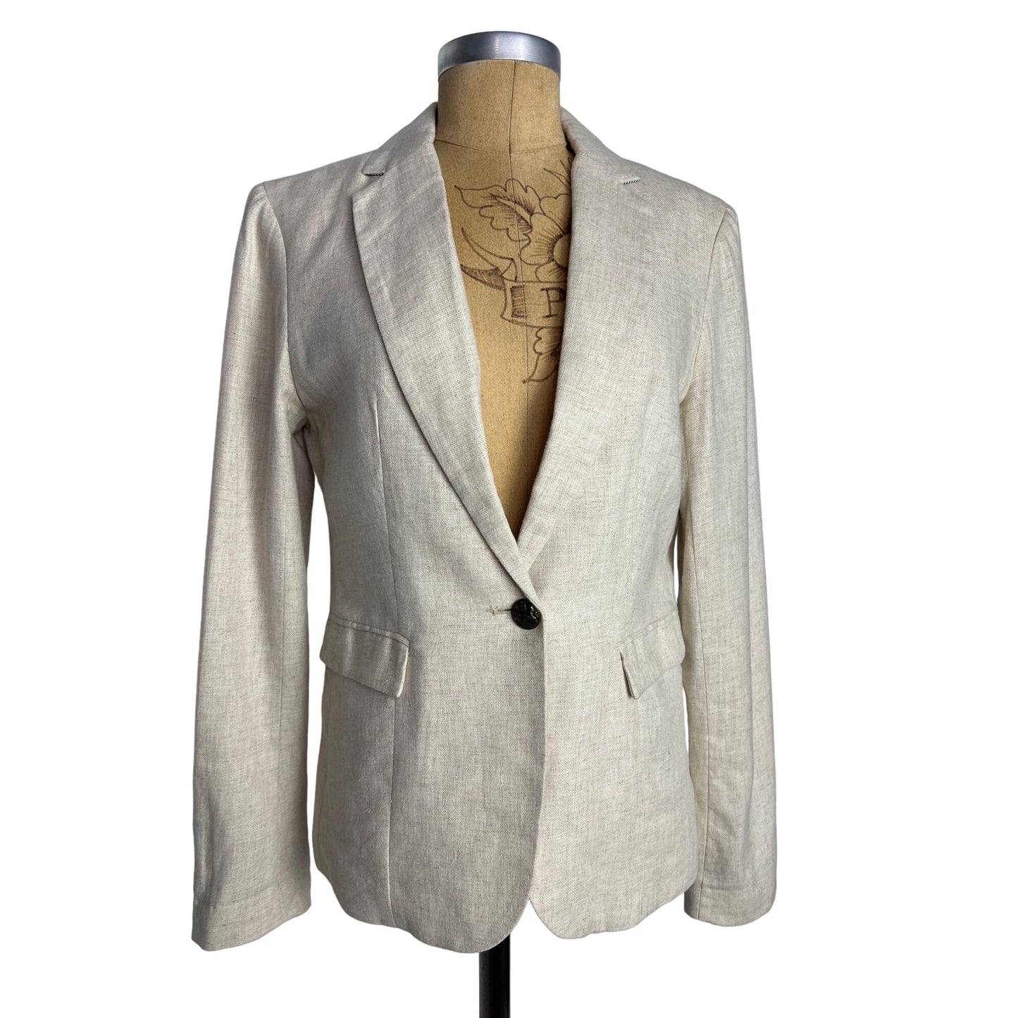 British Khaki Authentic Vintage Women's M Creme Blazer