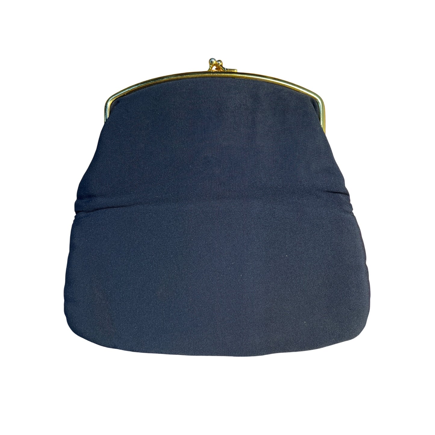 Vintage Mel Ton Navy Blue Sophisticated Clutch Purse With Gold Satin Interior Gold-Tone Frame