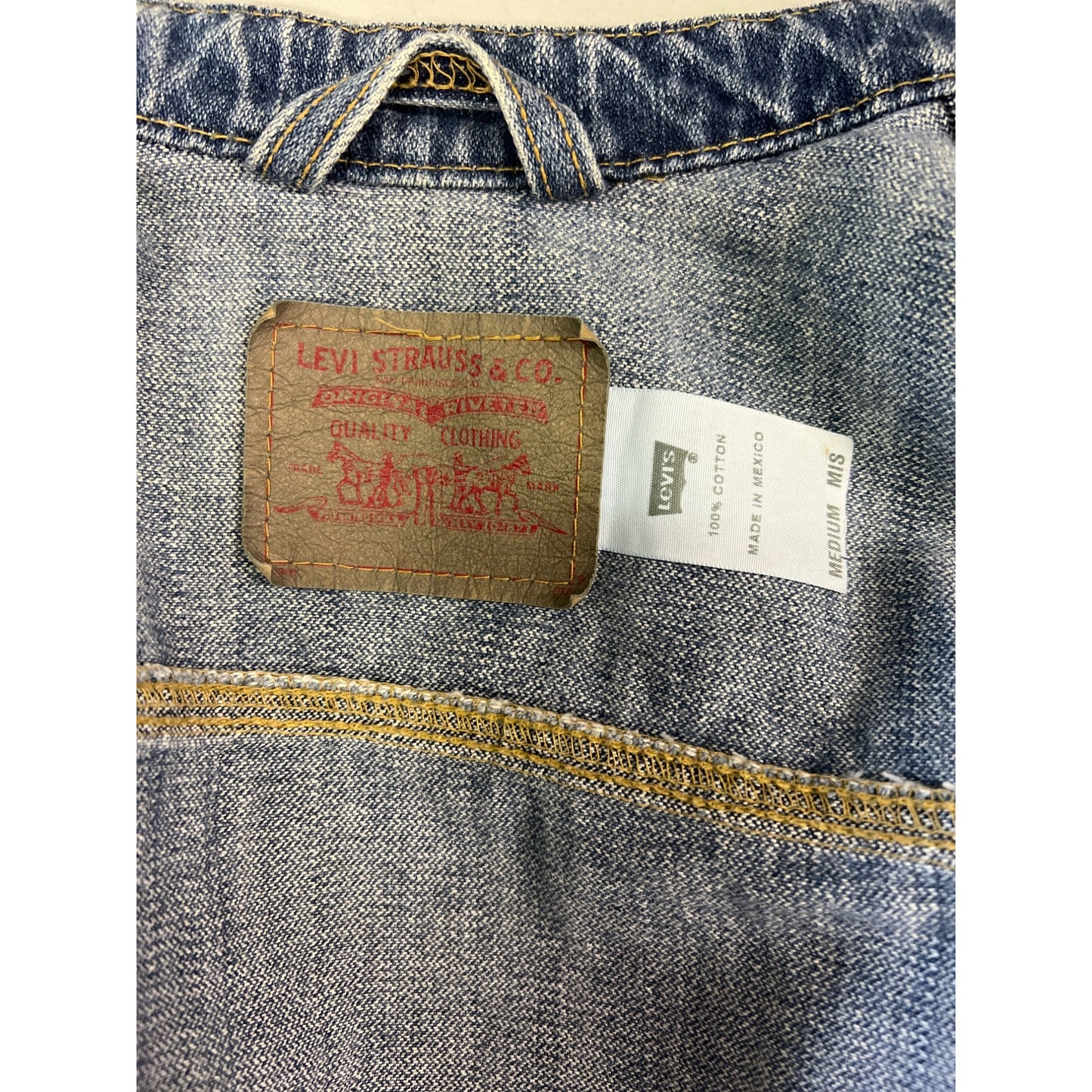 Vintage Levis Denim Jacket Trucker Style With Mandarin Collar Jean Coat Y2K