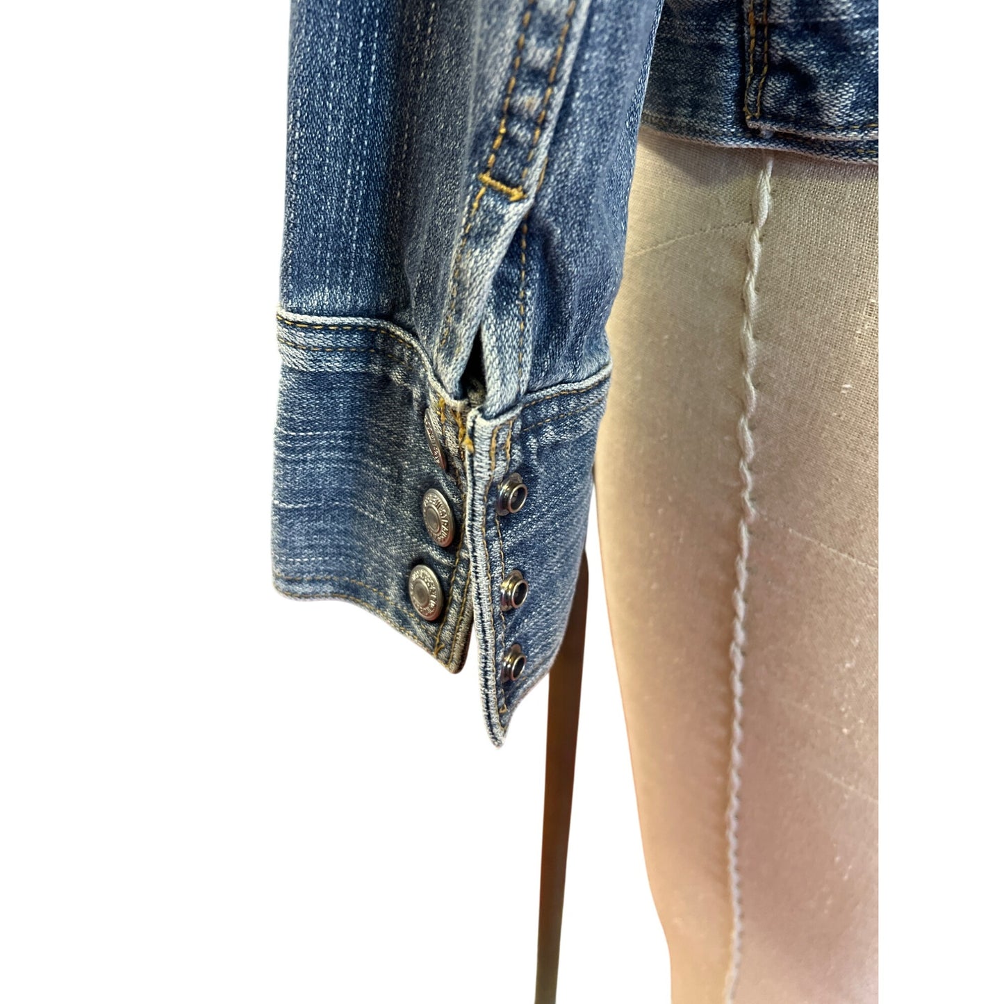 Vintage Levis Denim Jacket Trucker Style With Mandarin Collar Jean Coat Y2K