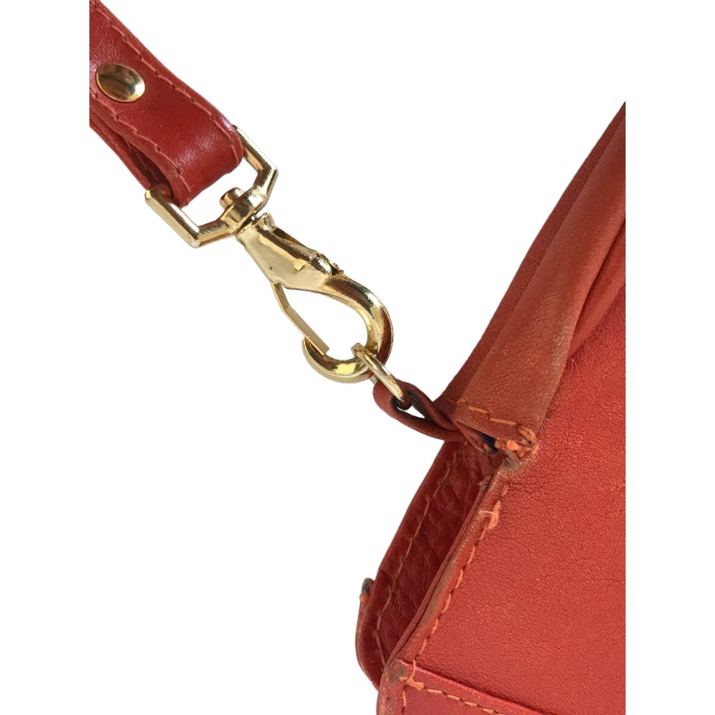 Orange Leather Handbag Purse Large Bag Vintage Accessories